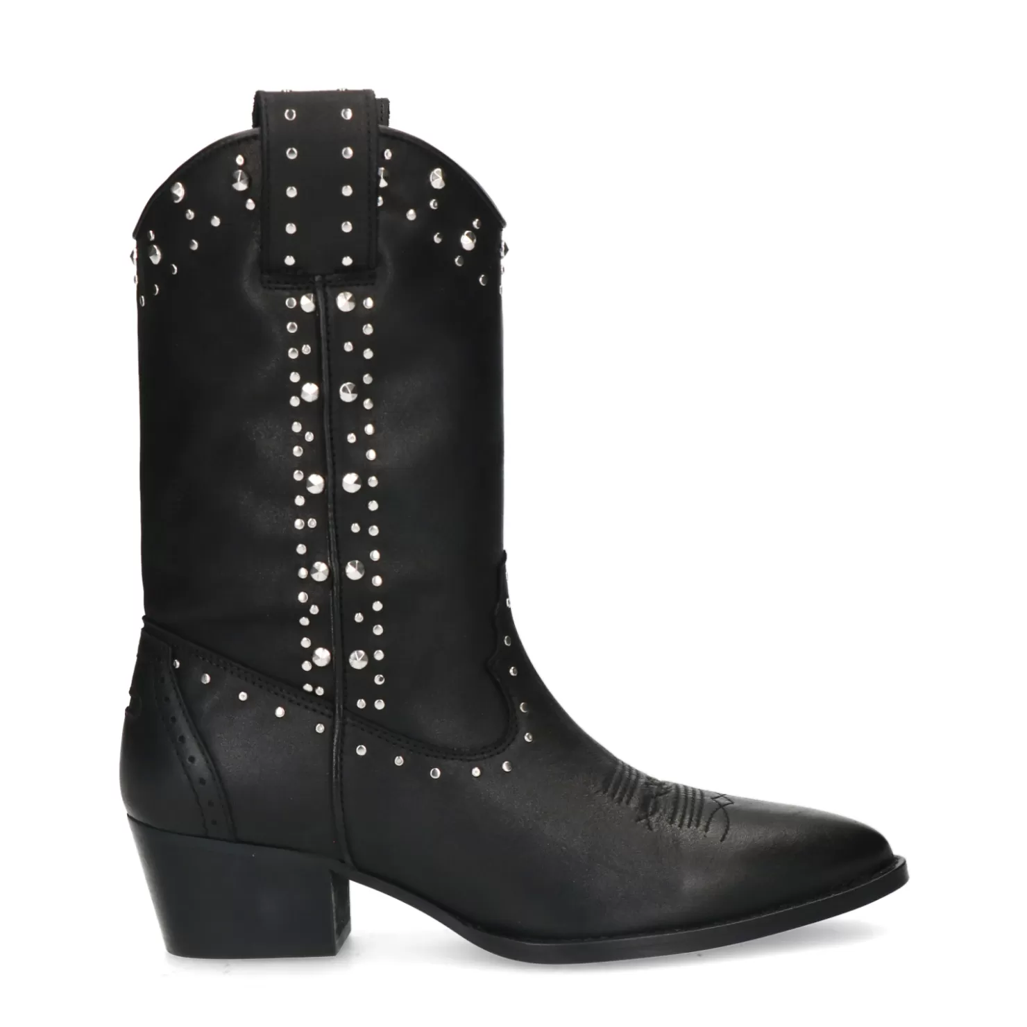 New Sacha Zwarte Cowboylaarsjes Met Zilverkleurige Studs