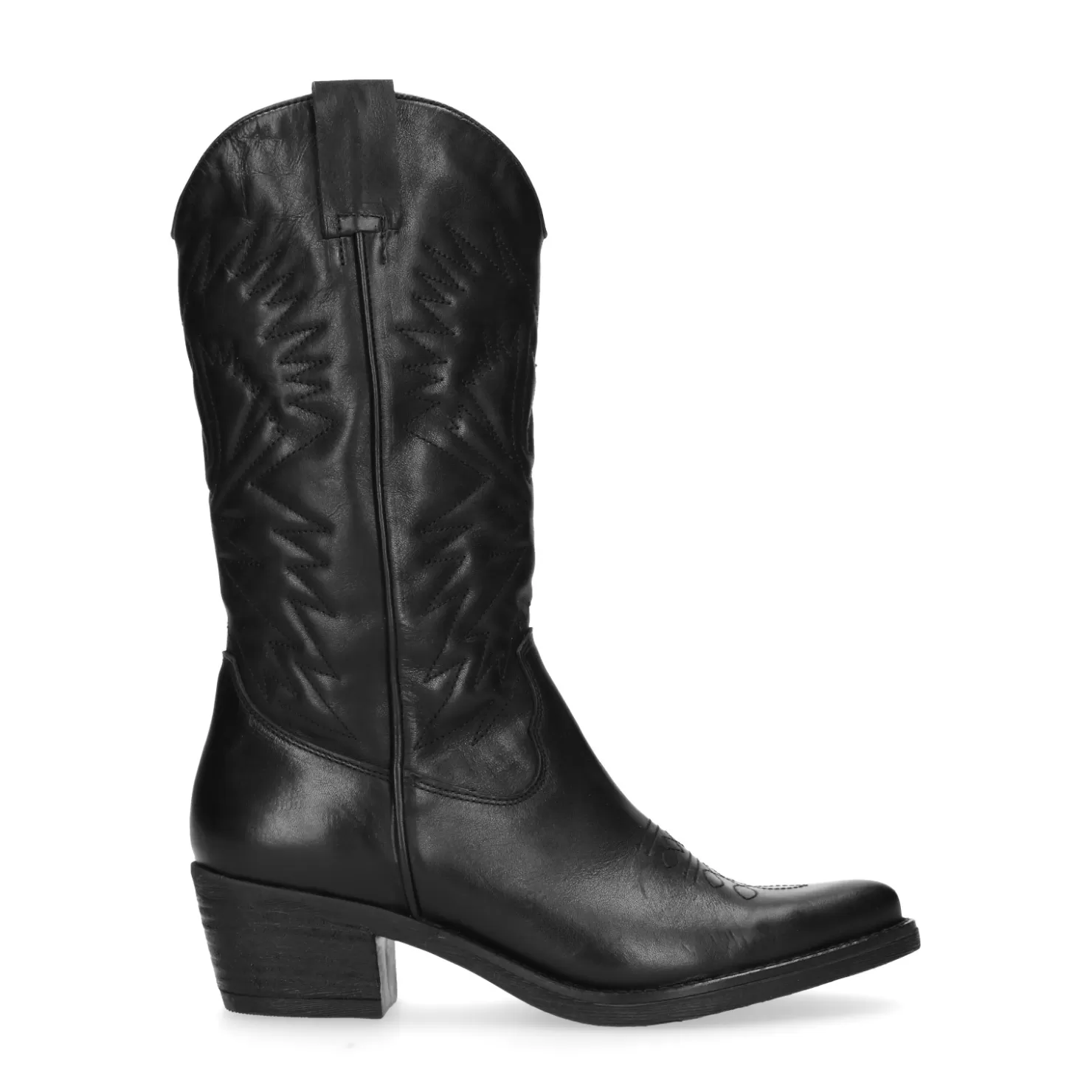 Sale Sacha Zwarte Cowboylaarzen Met Sierstiksels