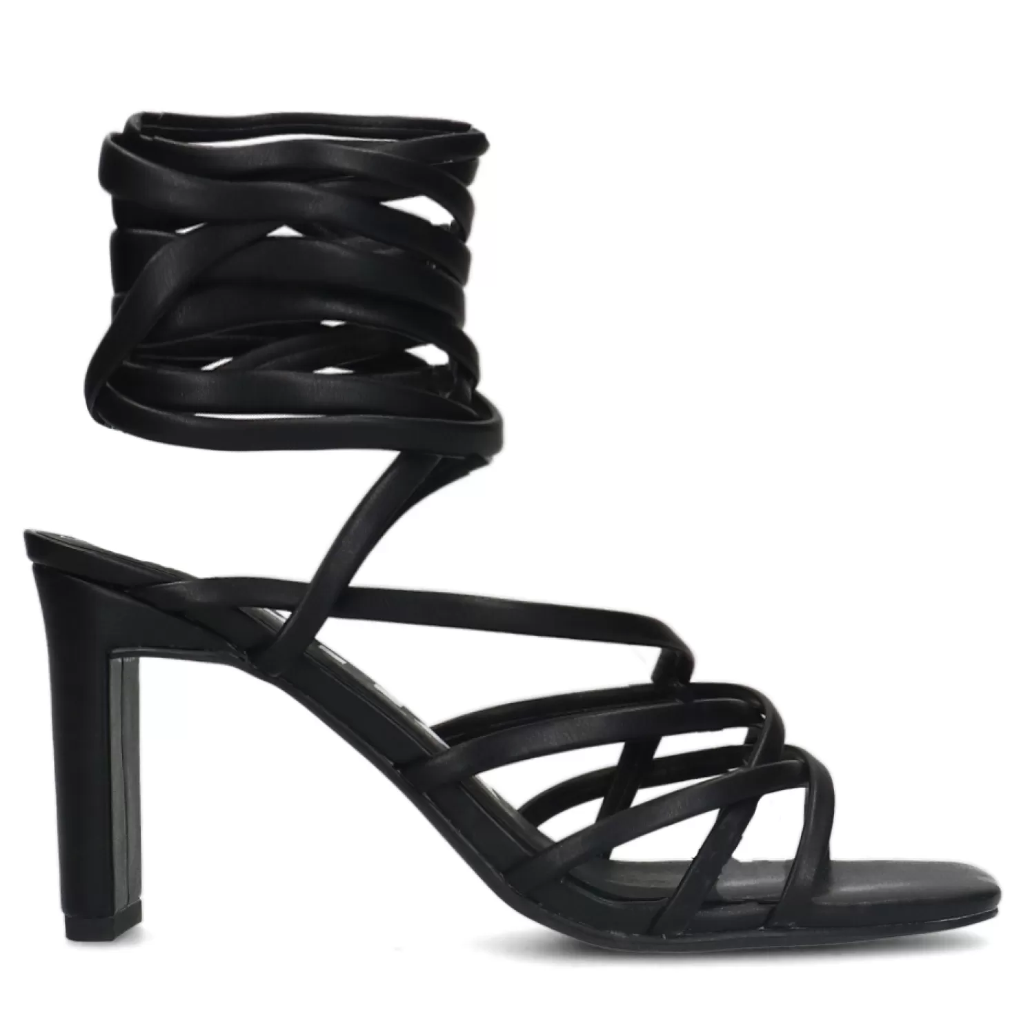 New Sacha Zwarte Hak Sandalen Met Strikveters