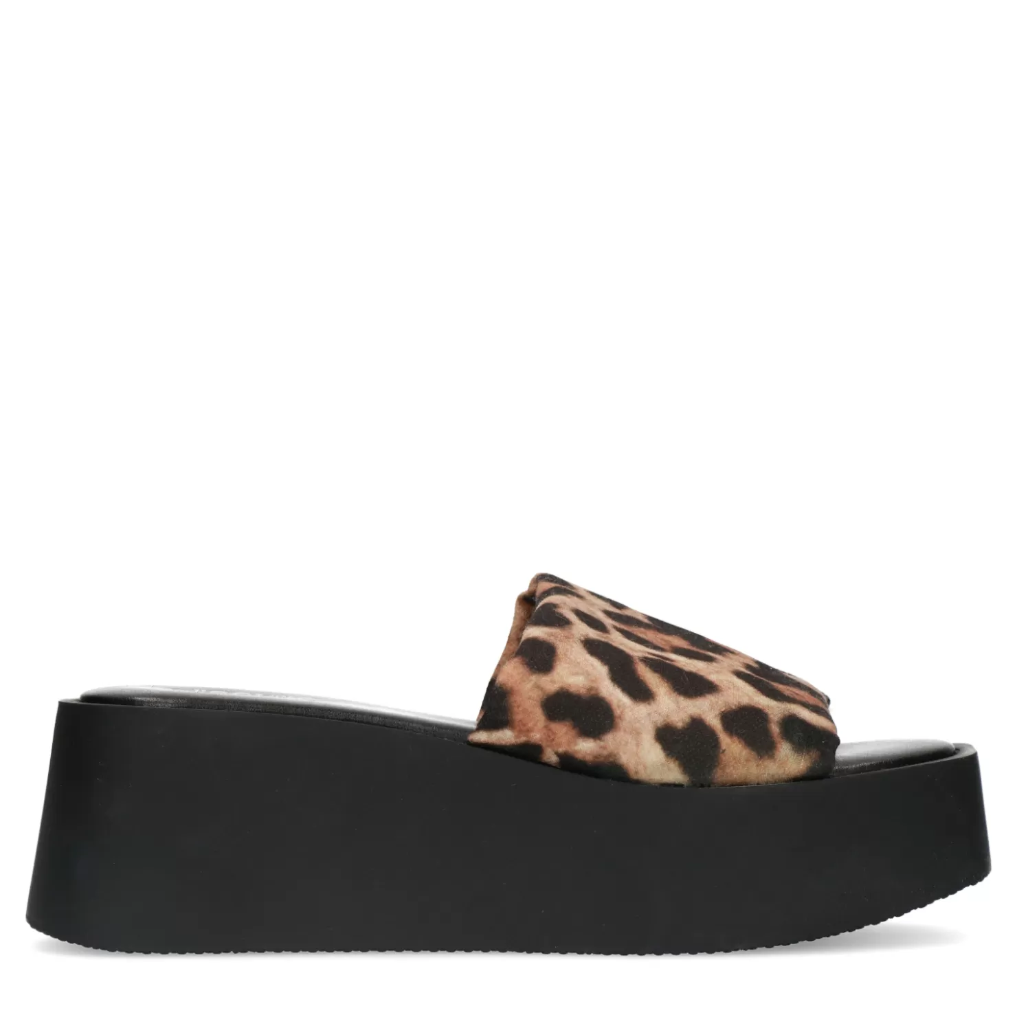 New Sacha Zwarte Leopard Wedge Sandalen