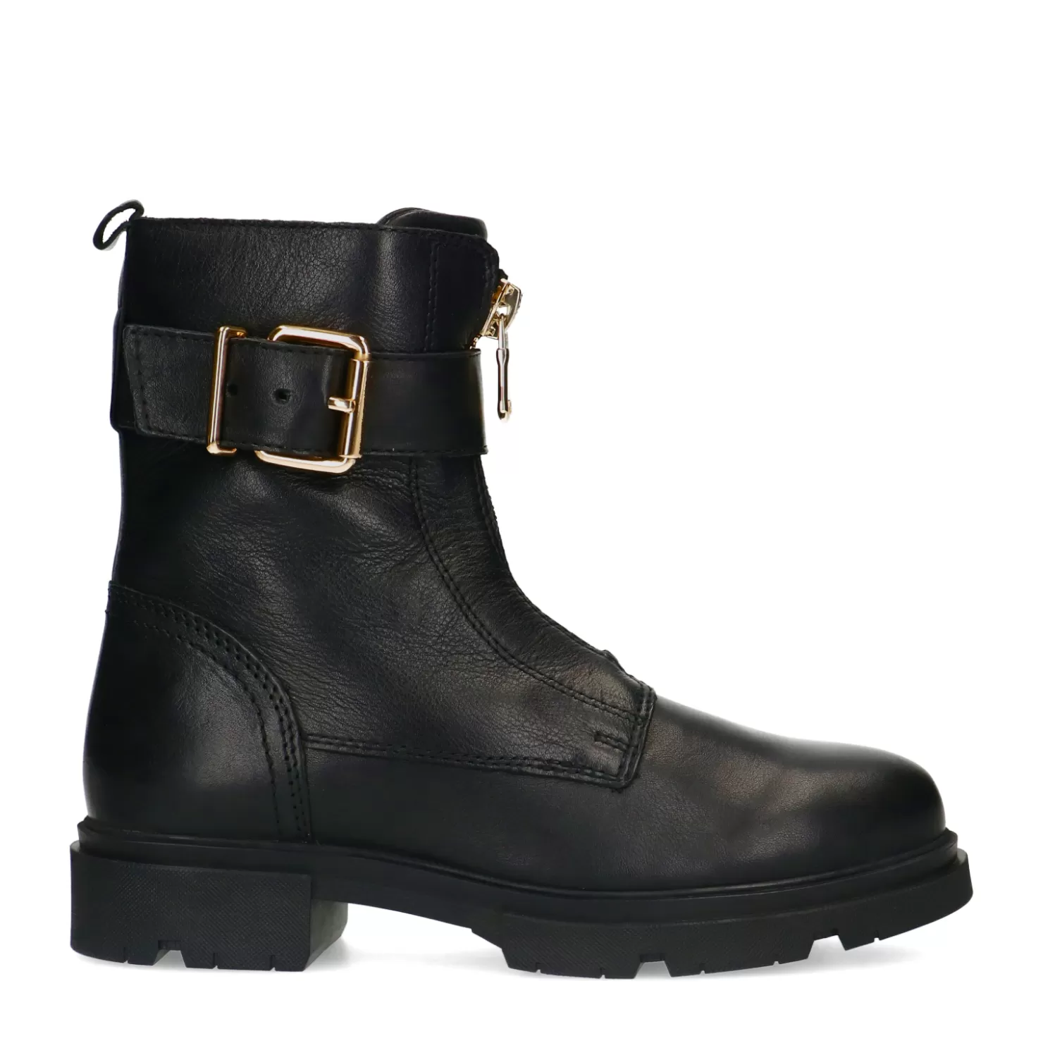 Online Sacha Zwarte Leren Biker Boots Met Gesp