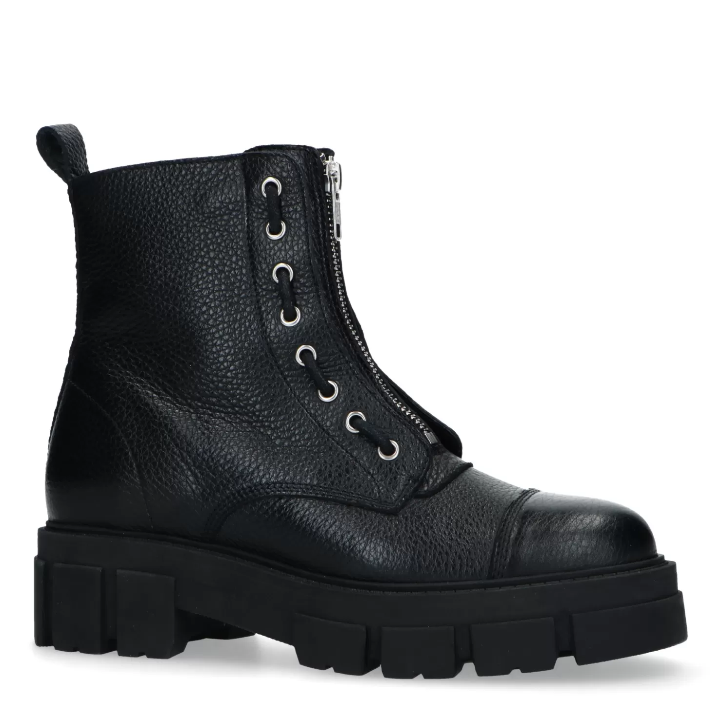 Fashion Sacha Zwarte Leren Biker Boots Met Rits