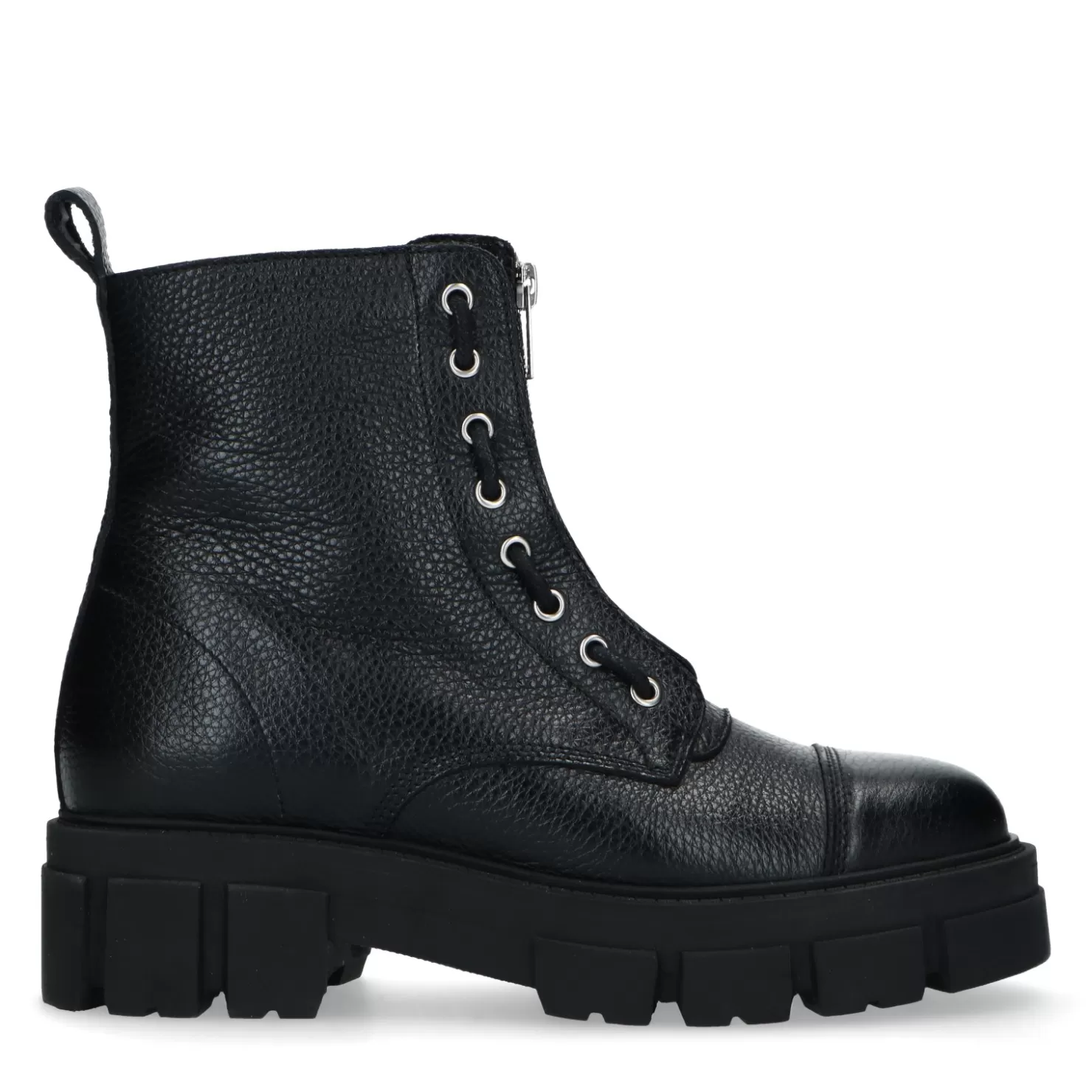 Fashion Sacha Zwarte Leren Biker Boots Met Rits