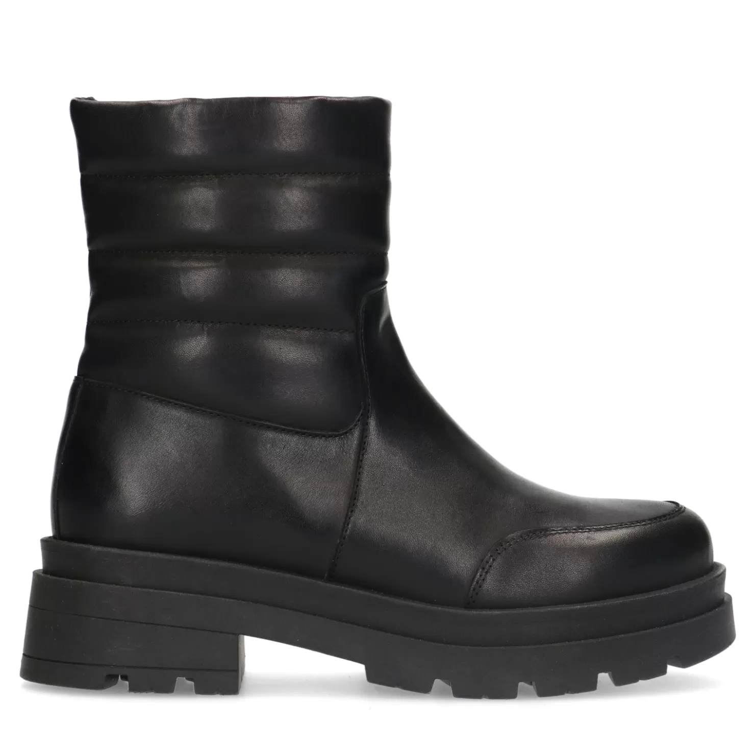 Online Sacha Zwarte Leren Boots Met Puffer Details