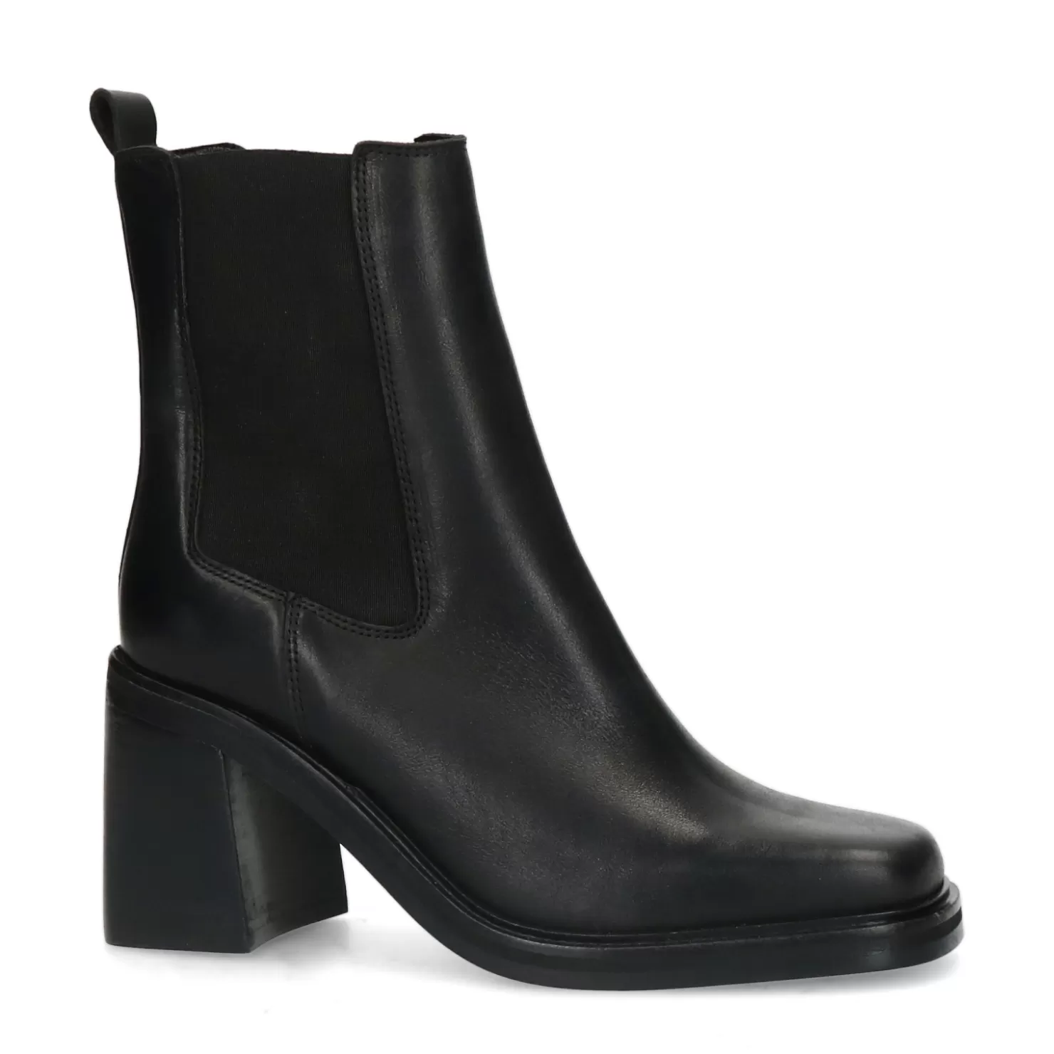 Sale Sacha Zwarte Leren Chelsea Boots Met Blokhak