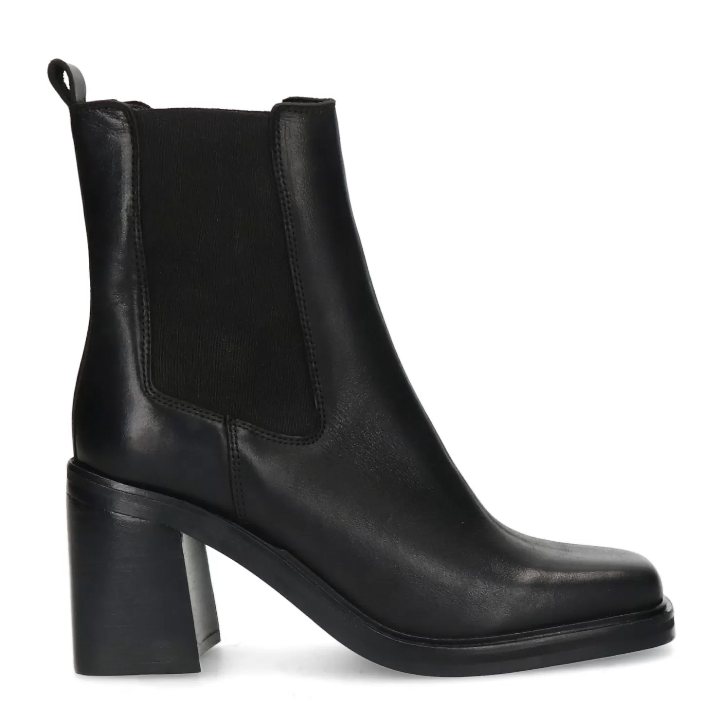 Sale Sacha Zwarte Leren Chelsea Boots Met Blokhak