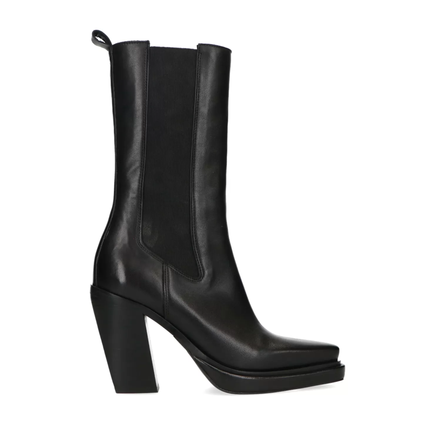 Store Sacha Zwarte Leren Chelsea Boots Met Vierkante Neus