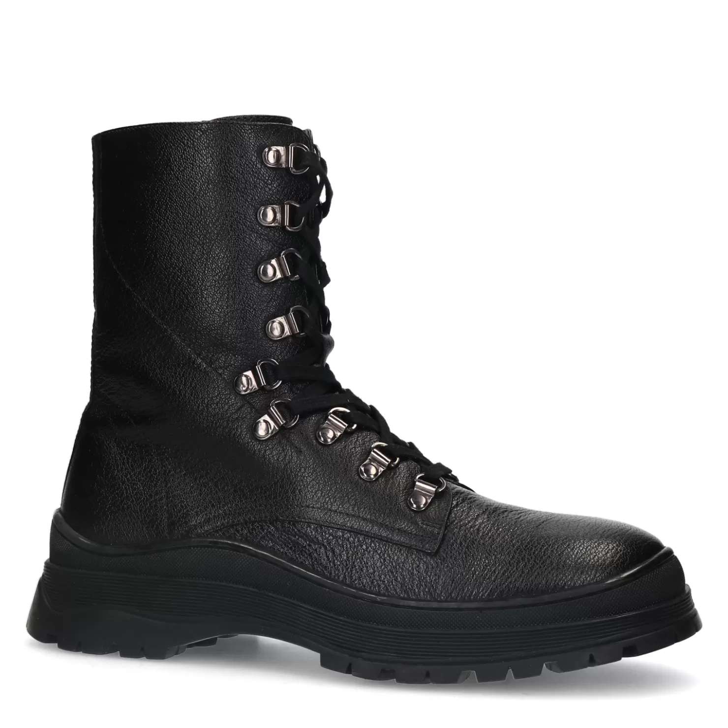 Flash Sale Sacha Zwarte Leren Hoge Veterboots