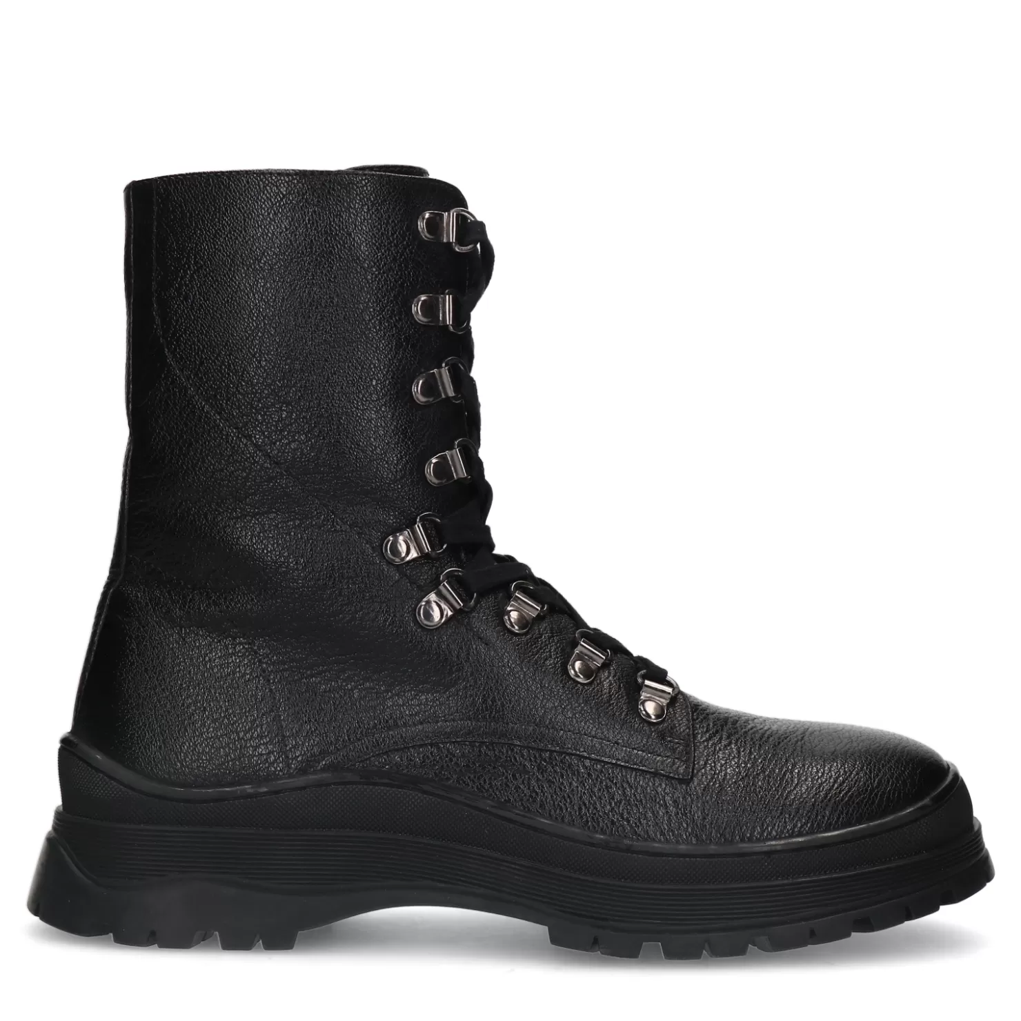 Flash Sale Sacha Zwarte Leren Hoge Veterboots