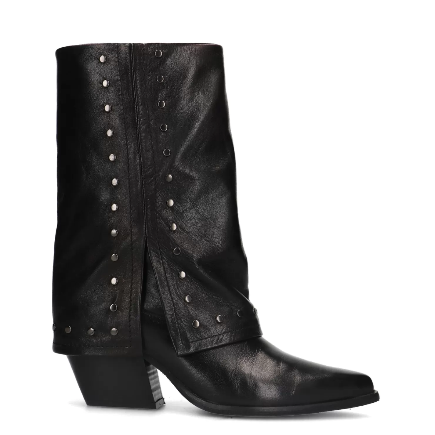 Cheap Sacha Zwarte Leren Laarzen Met Studs