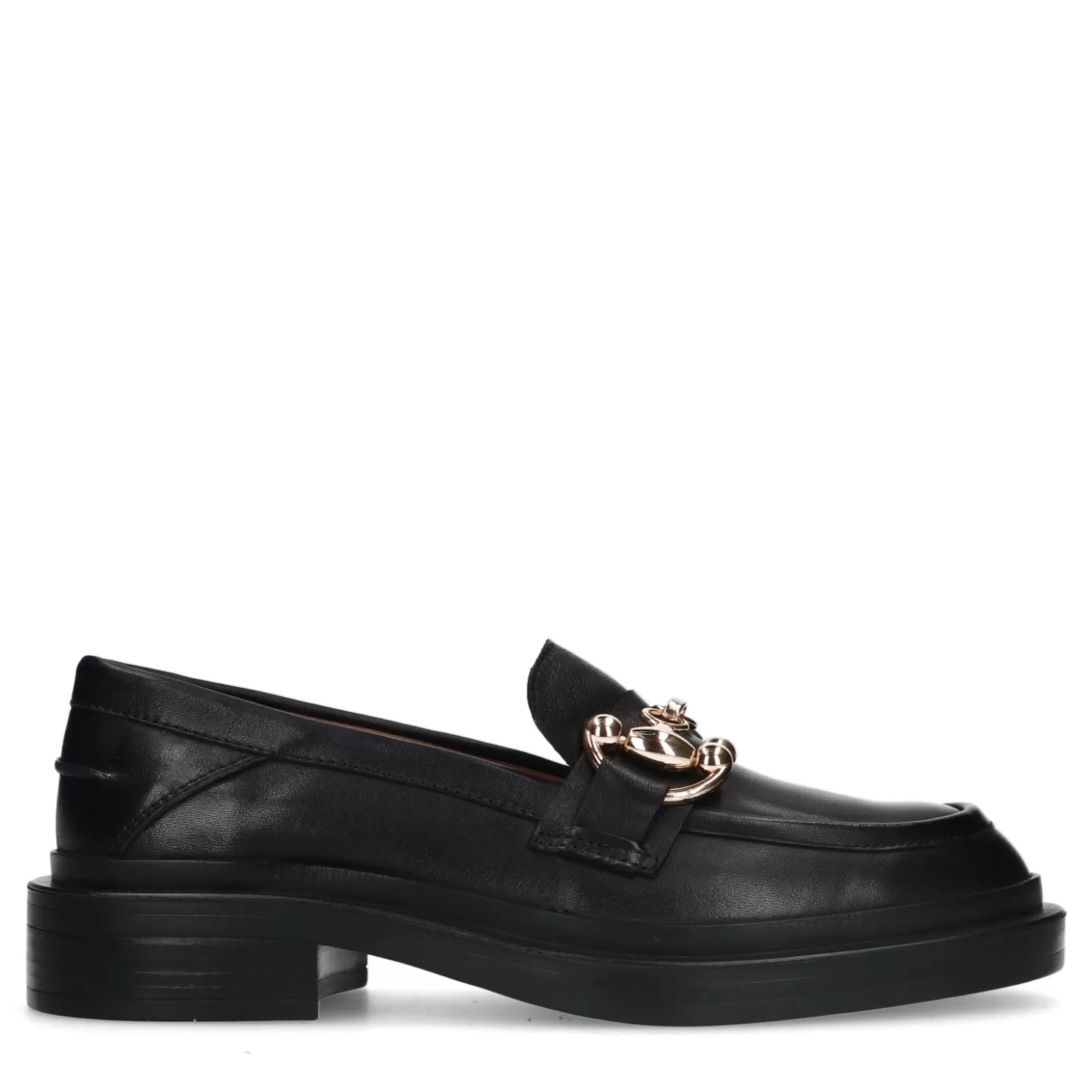 Cheap Sacha Zwarte Leren Loafers Met Chain