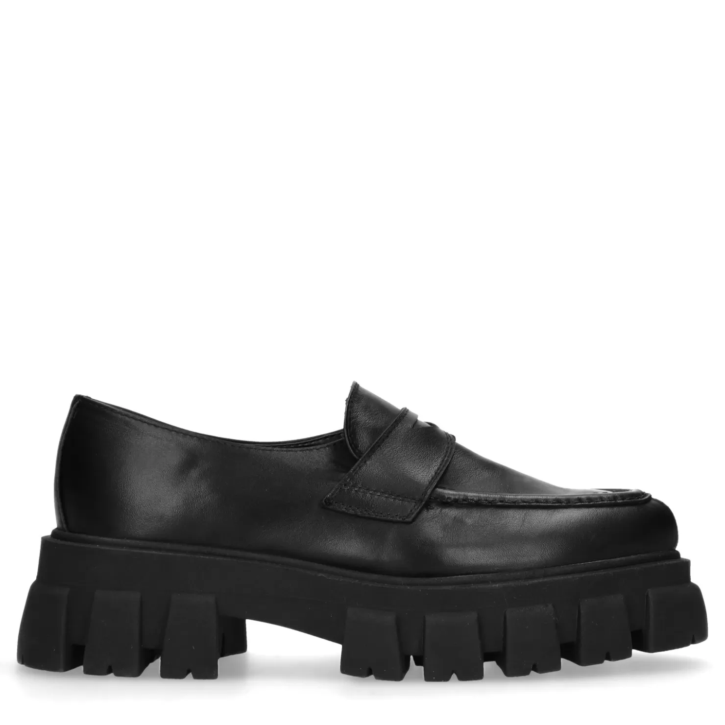 Sale Sacha Zwarte Leren Loafers Met Chunky Zool