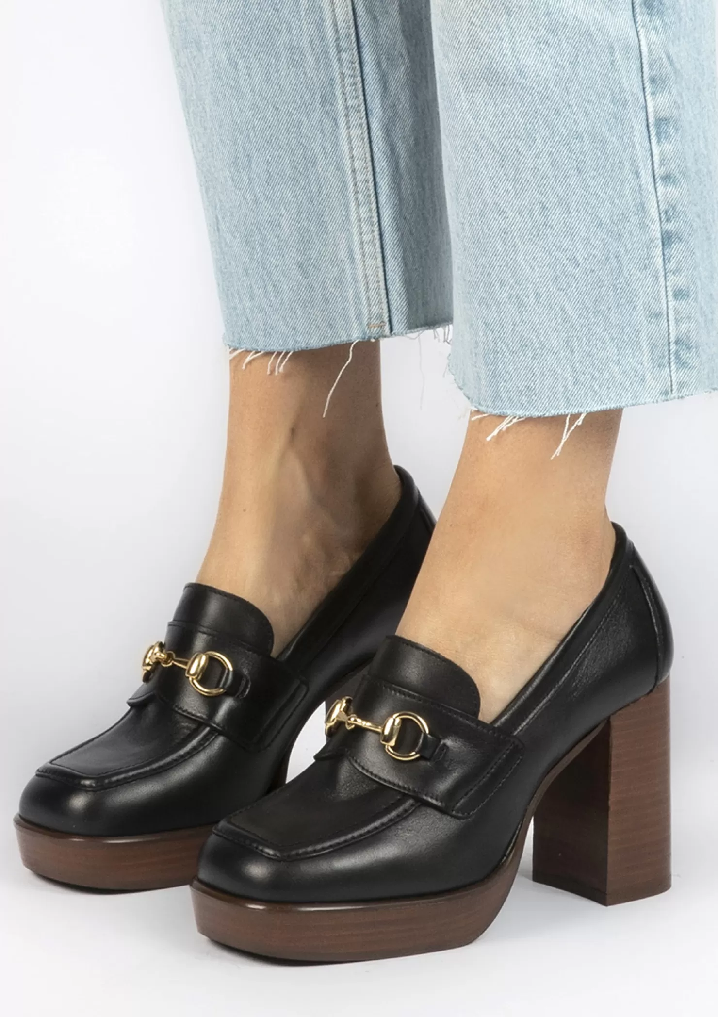 Cheap Sacha Zwarte Leren Loafers Met Hak