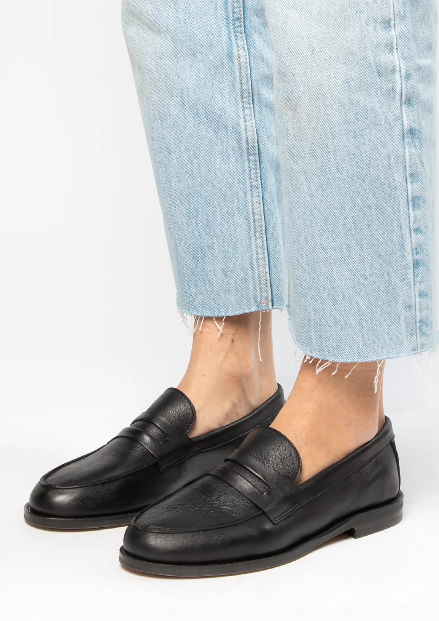 Store Sacha Zwarte Leren Penny Loafer