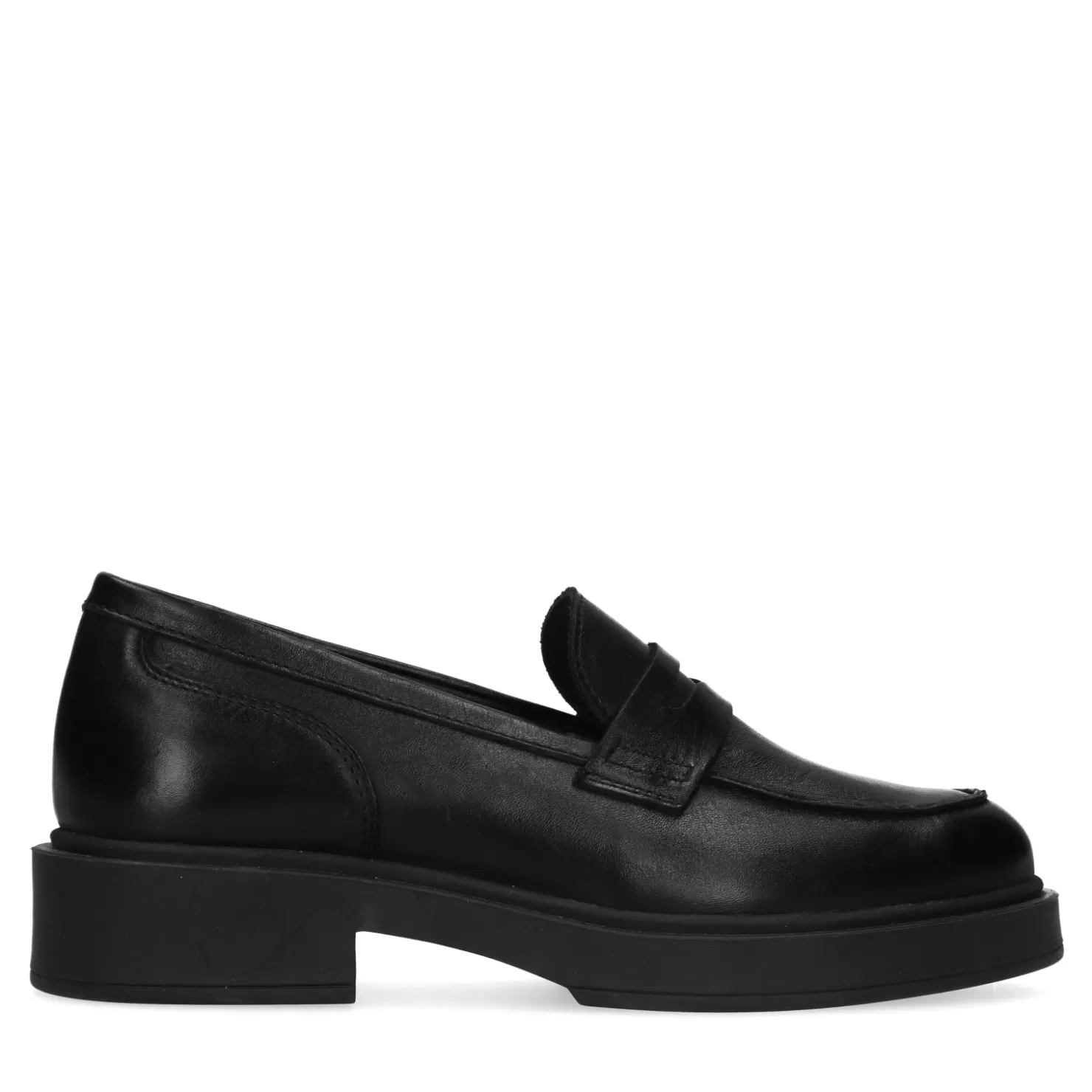 Clearance Sacha Zwarte Leren Penny Loafers