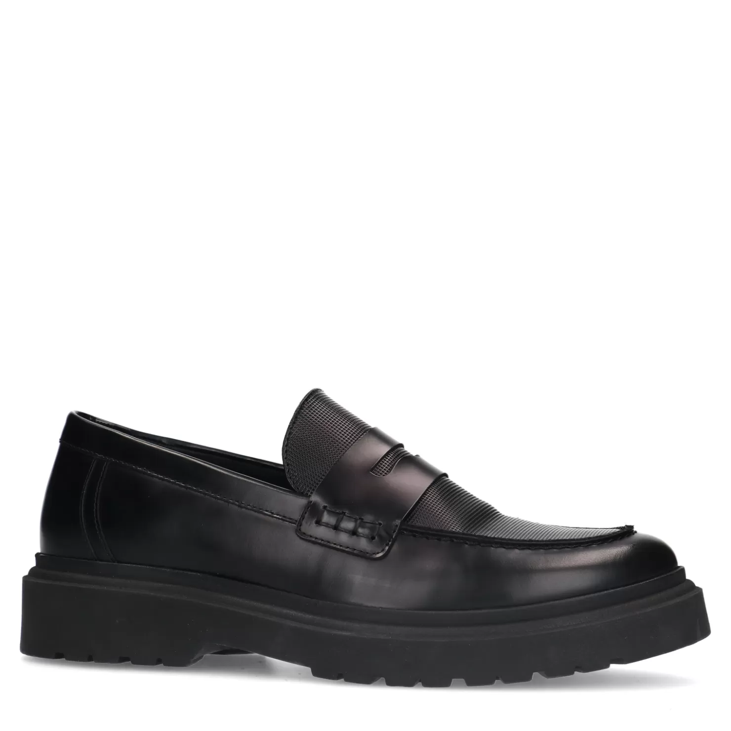 Clearance Sacha Zwarte Leren Penny Loafers