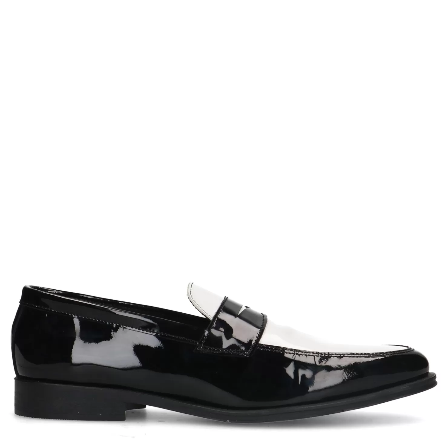 Clearance Sacha Zwarte Leren Penny Loafers