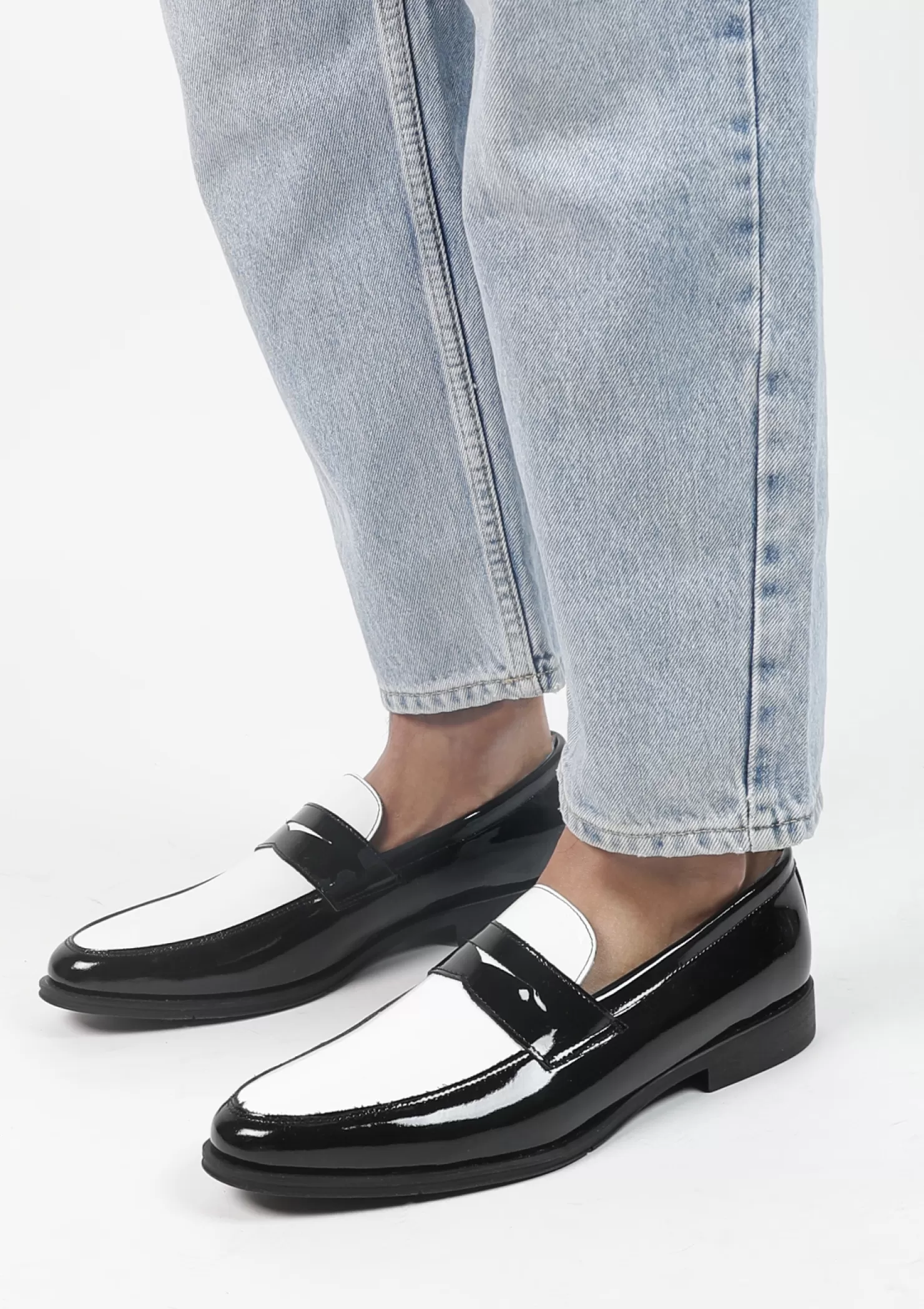 Clearance Sacha Zwarte Leren Penny Loafers