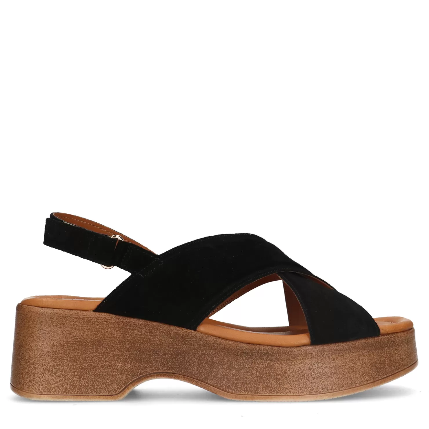 Best Sale Sacha Zwarte Leren Plateau Sandalen