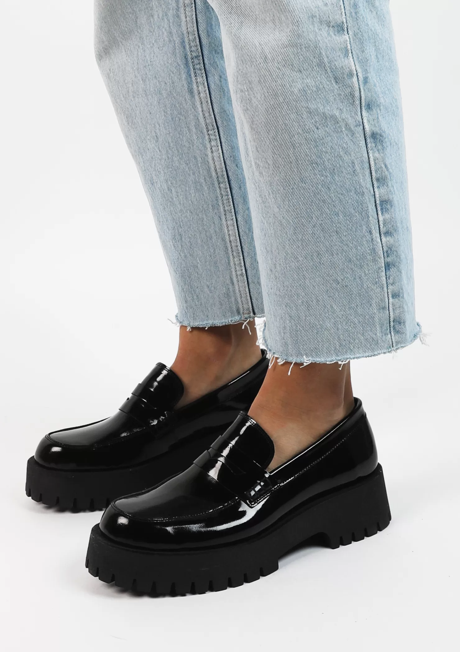 Best Sacha Zwarte Leren Platform Loafers