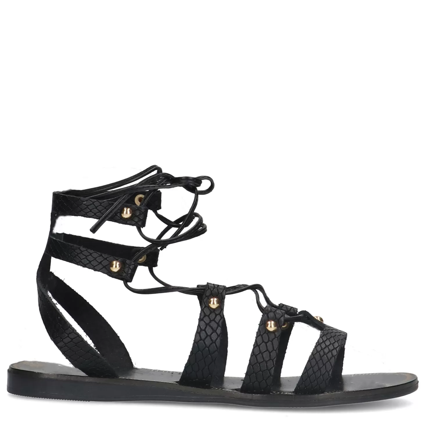 Clearance Sacha Zwarte Leren Sandalen