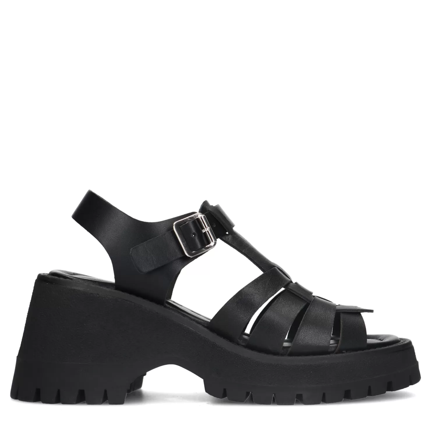 Cheap Sacha Zwarte Leren Sandalen