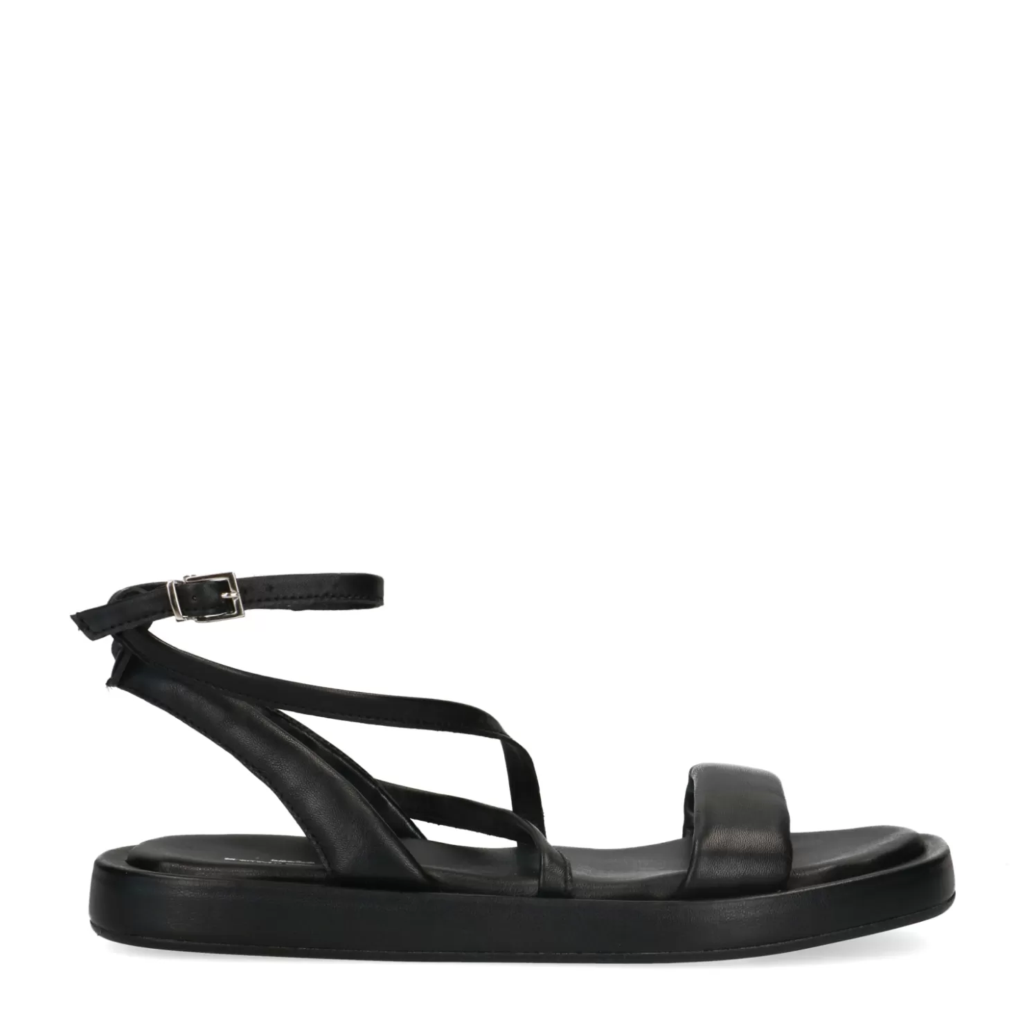 Sale Sacha Zwarte Leren Sandalen Met Gekruiste Bandjes