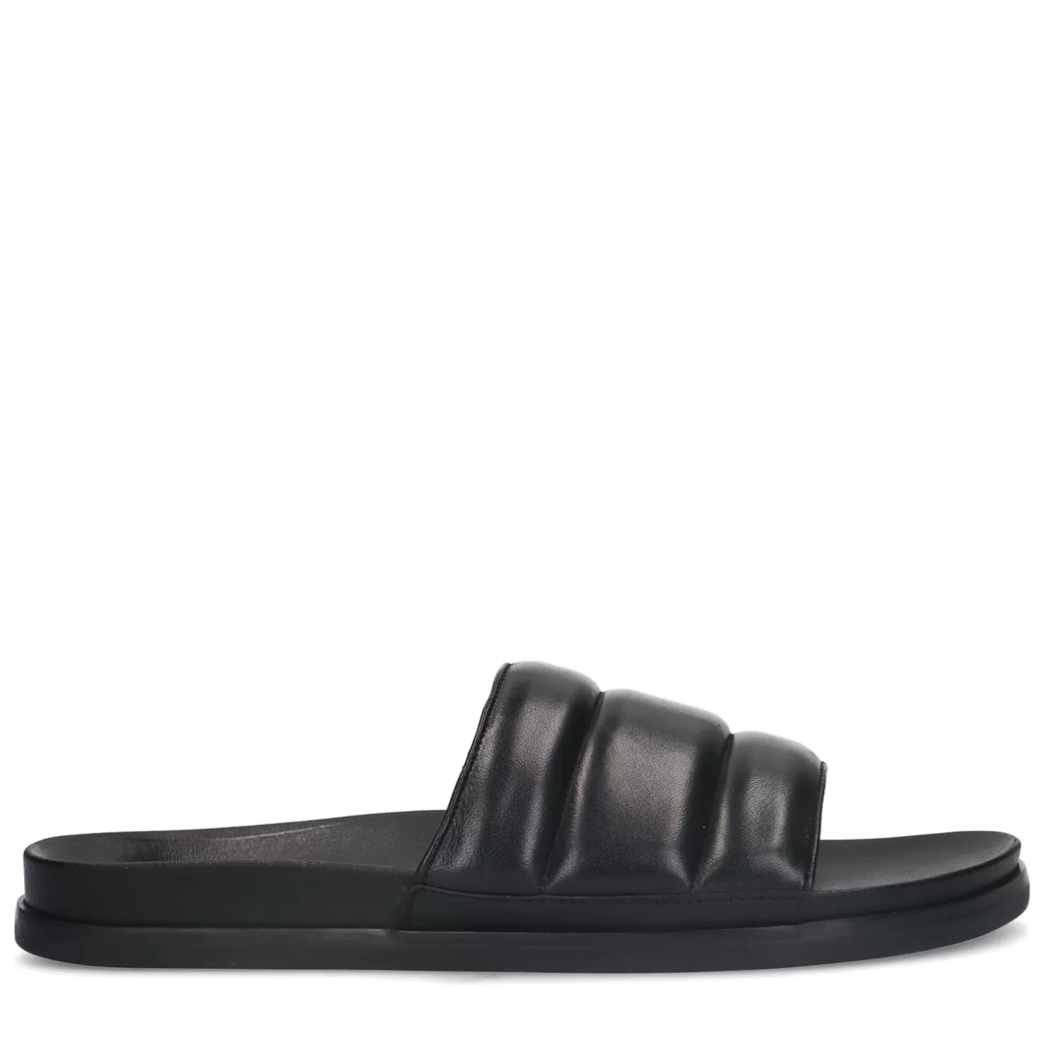 Cheap Sacha Zwarte Leren Slippers