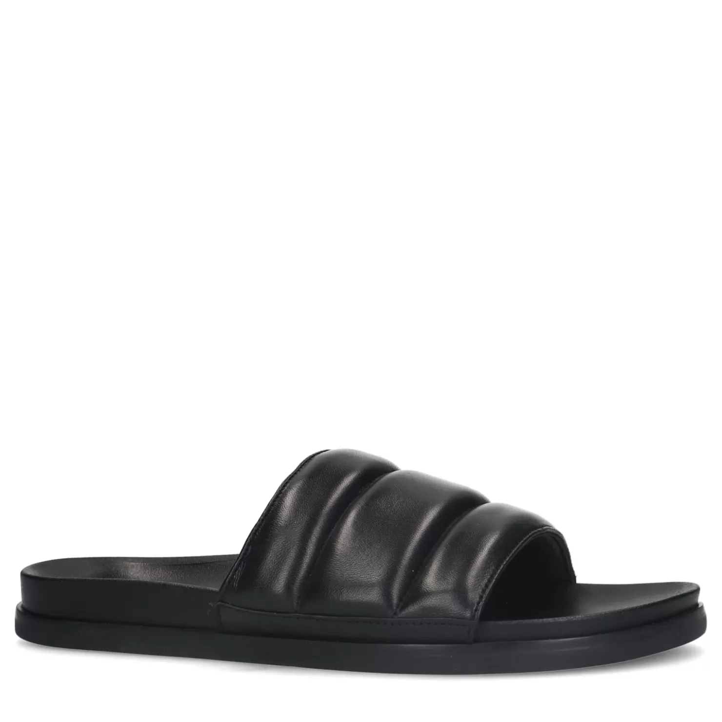 Cheap Sacha Zwarte Leren Slippers