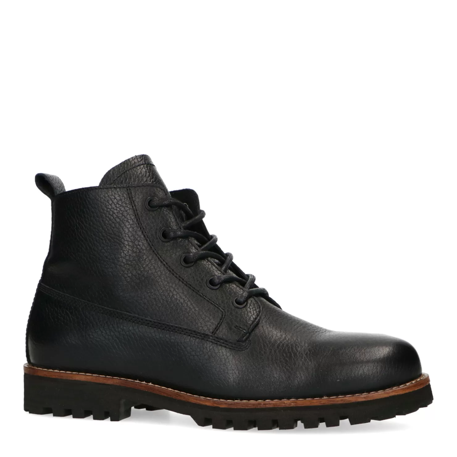 Cheap Sacha Zwarte Leren Veterboots