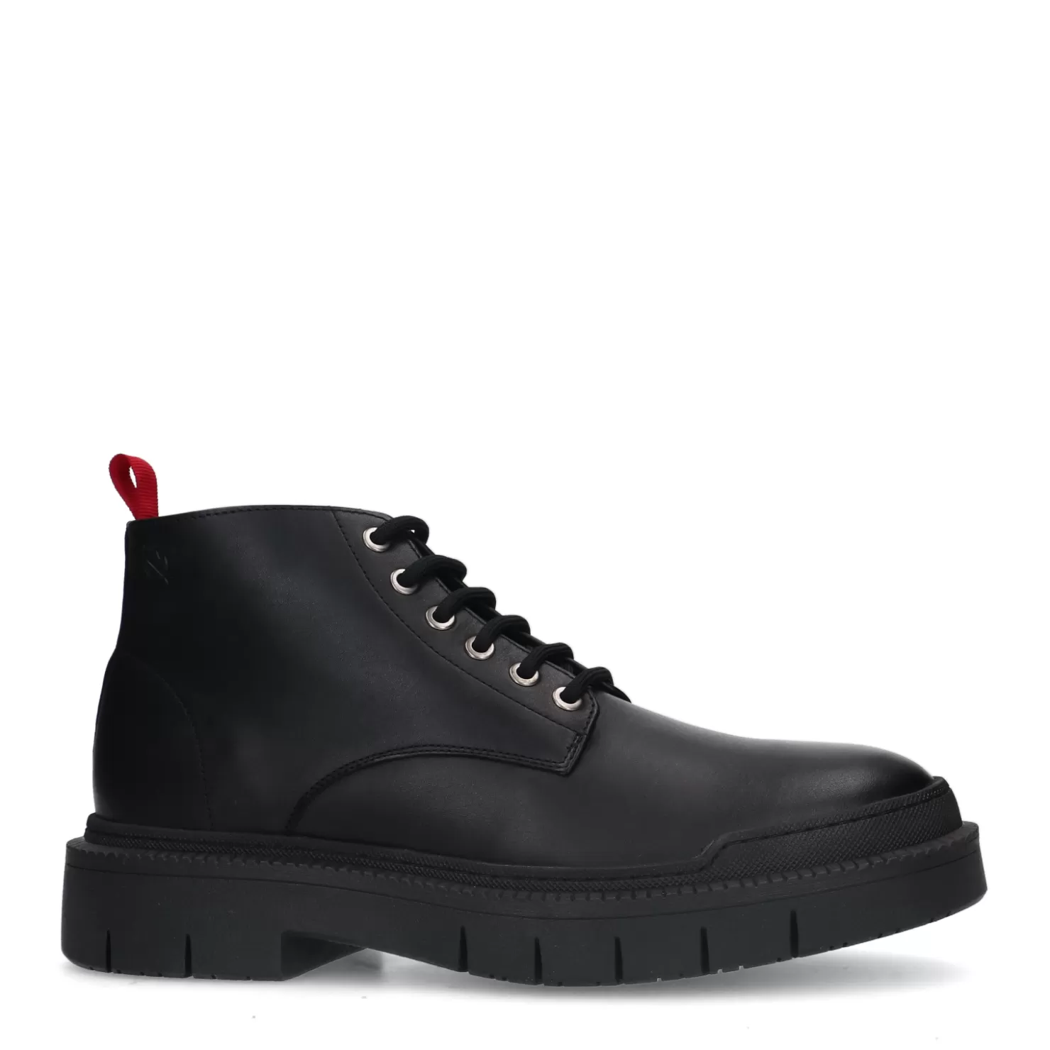 Clearance Sacha Zwarte Leren Veterboots