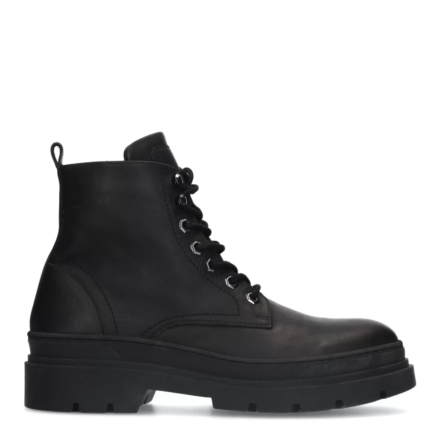 Cheap Sacha Zwarte Leren Veterboots