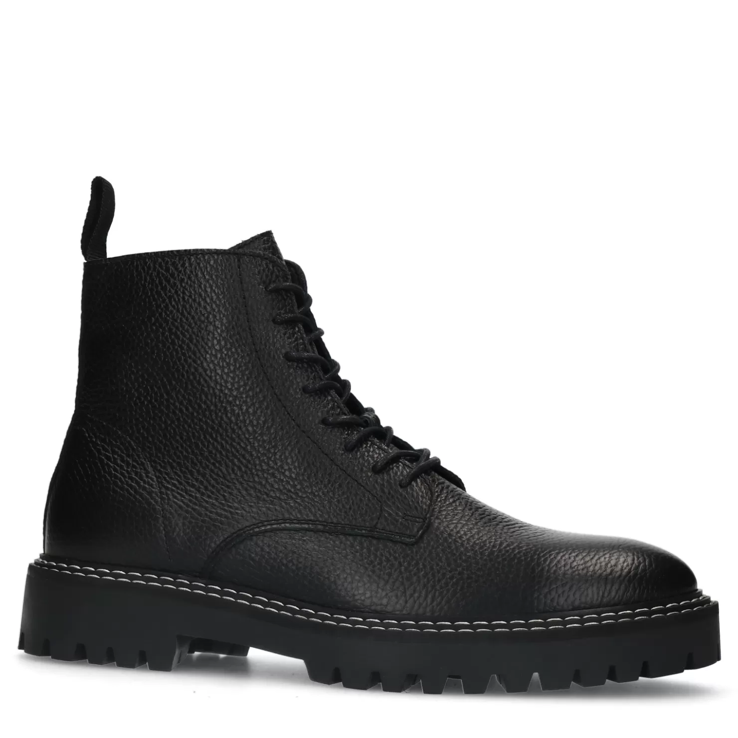 Discount Sacha Zwarte Leren Veterboots