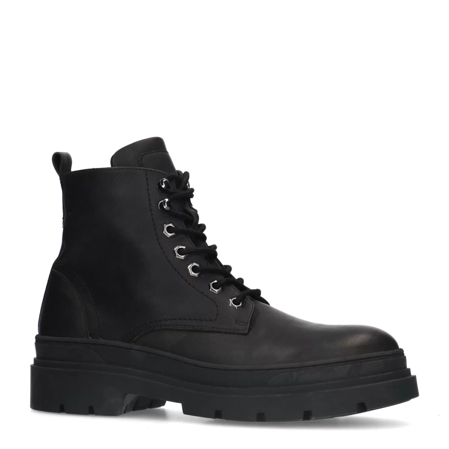 Cheap Sacha Zwarte Leren Veterboots