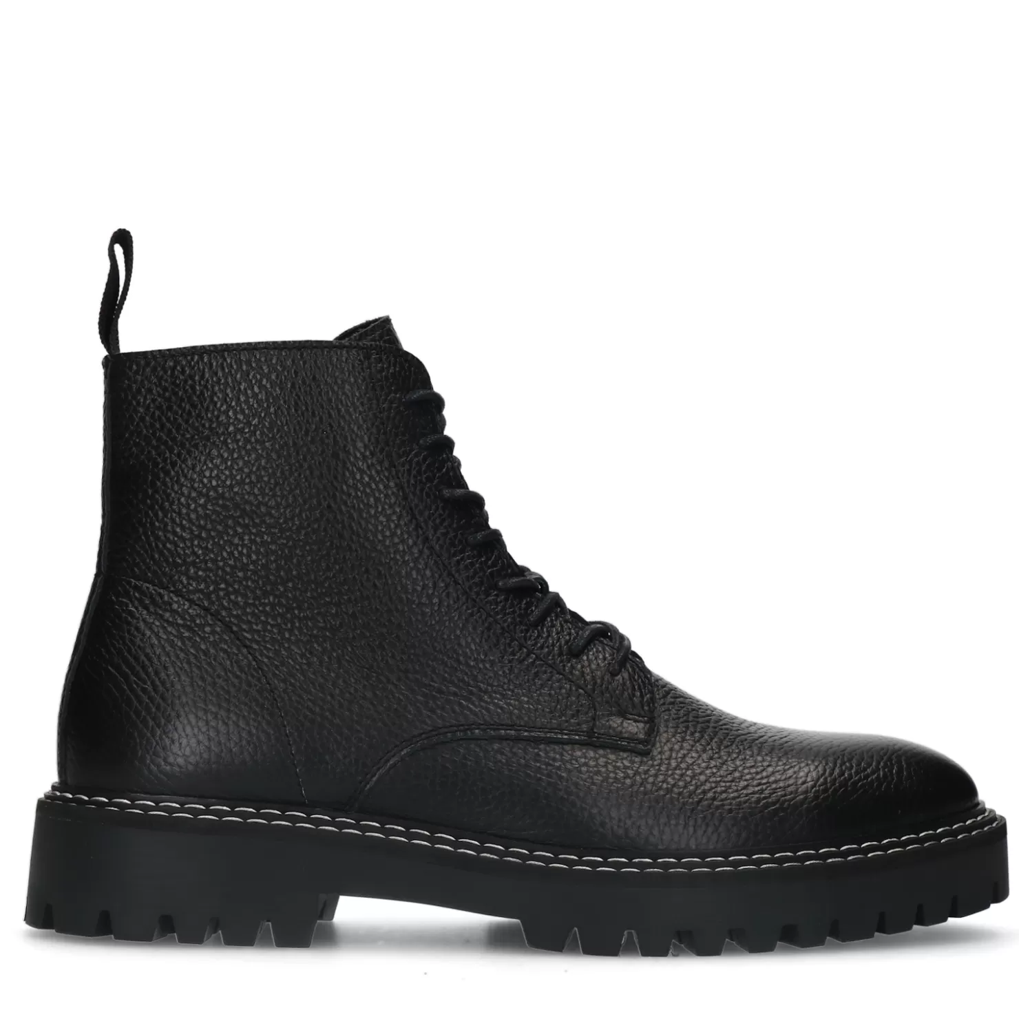 Discount Sacha Zwarte Leren Veterboots