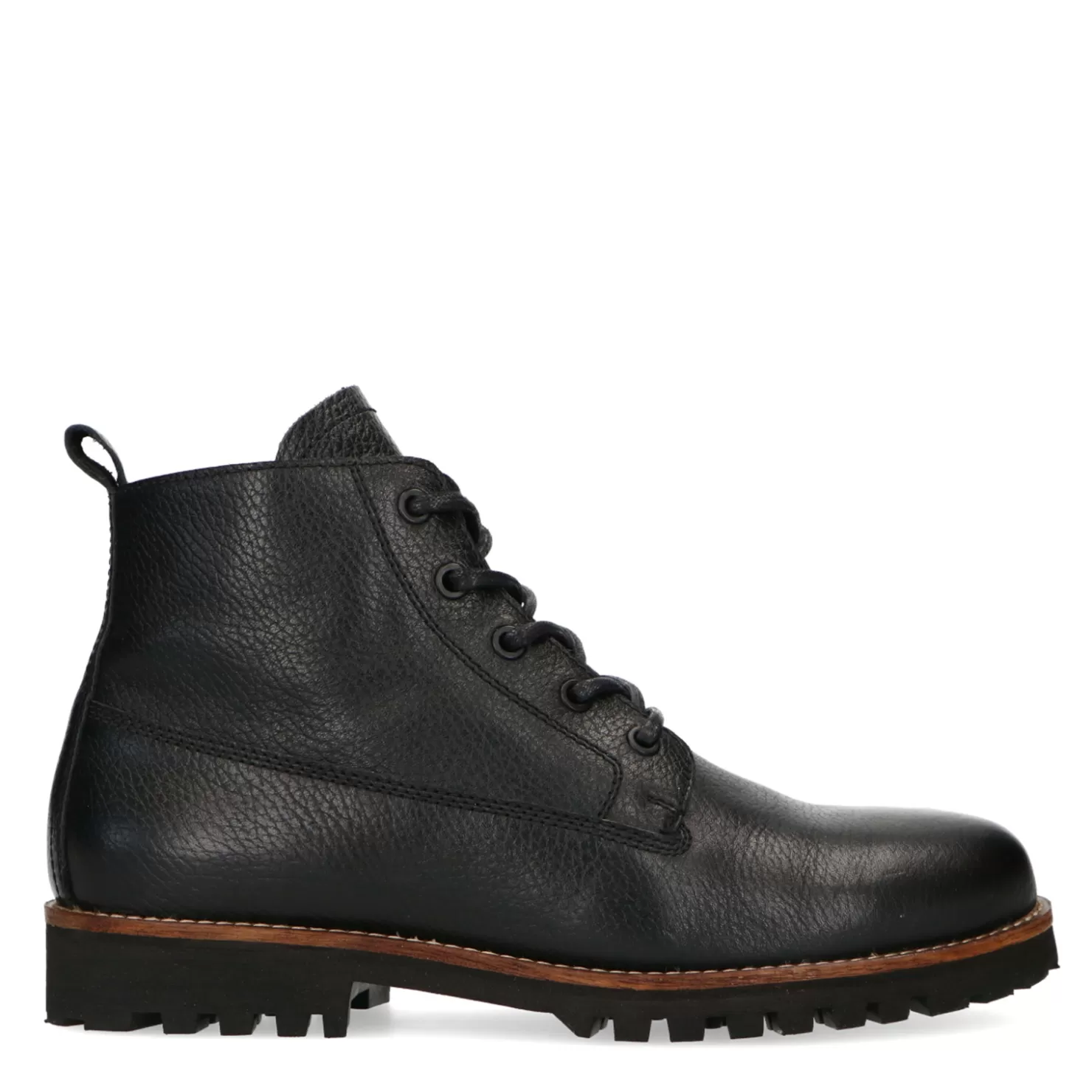 Cheap Sacha Zwarte Leren Veterboots