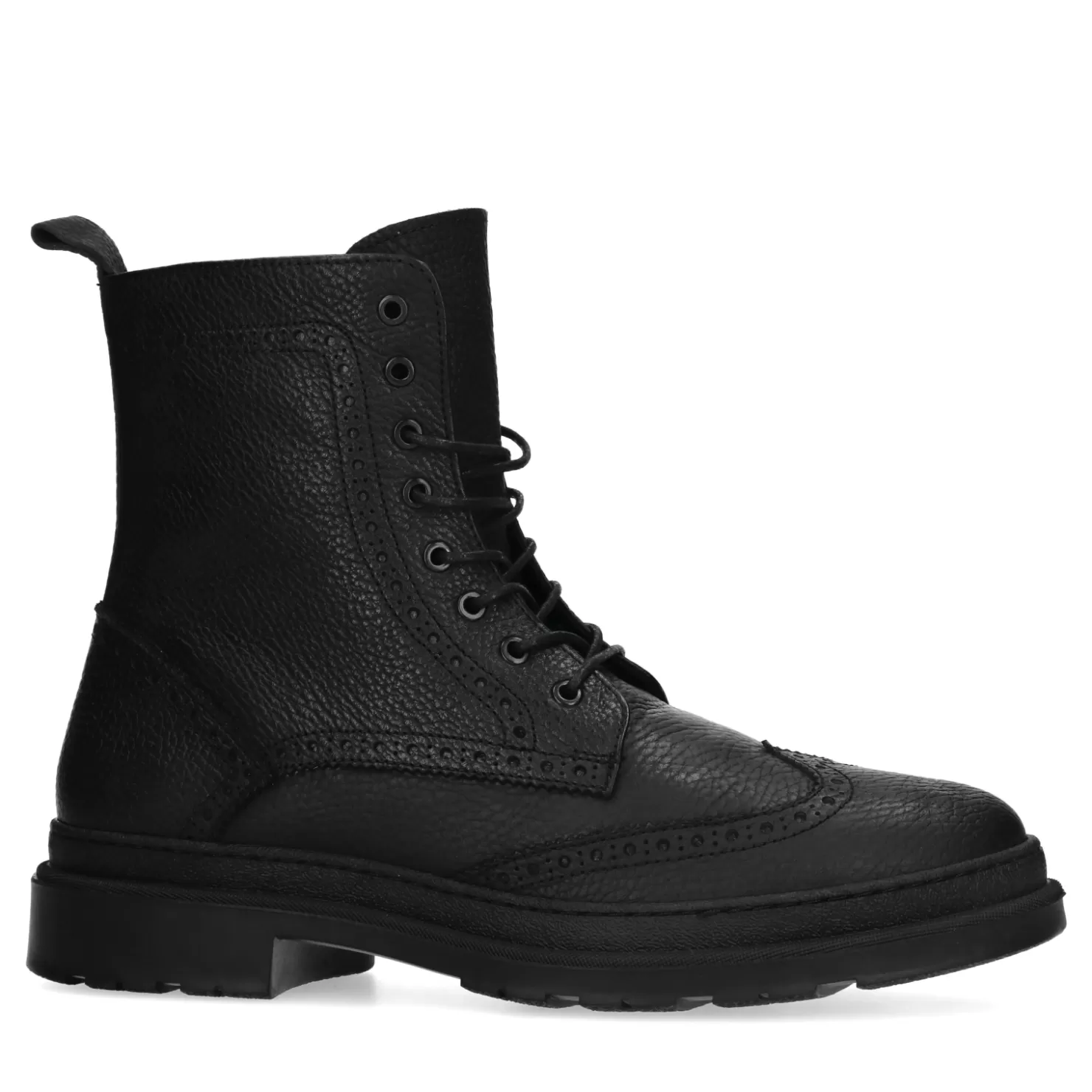 Discount Sacha Zwarte Leren Veterboots Met Gestikt Detail