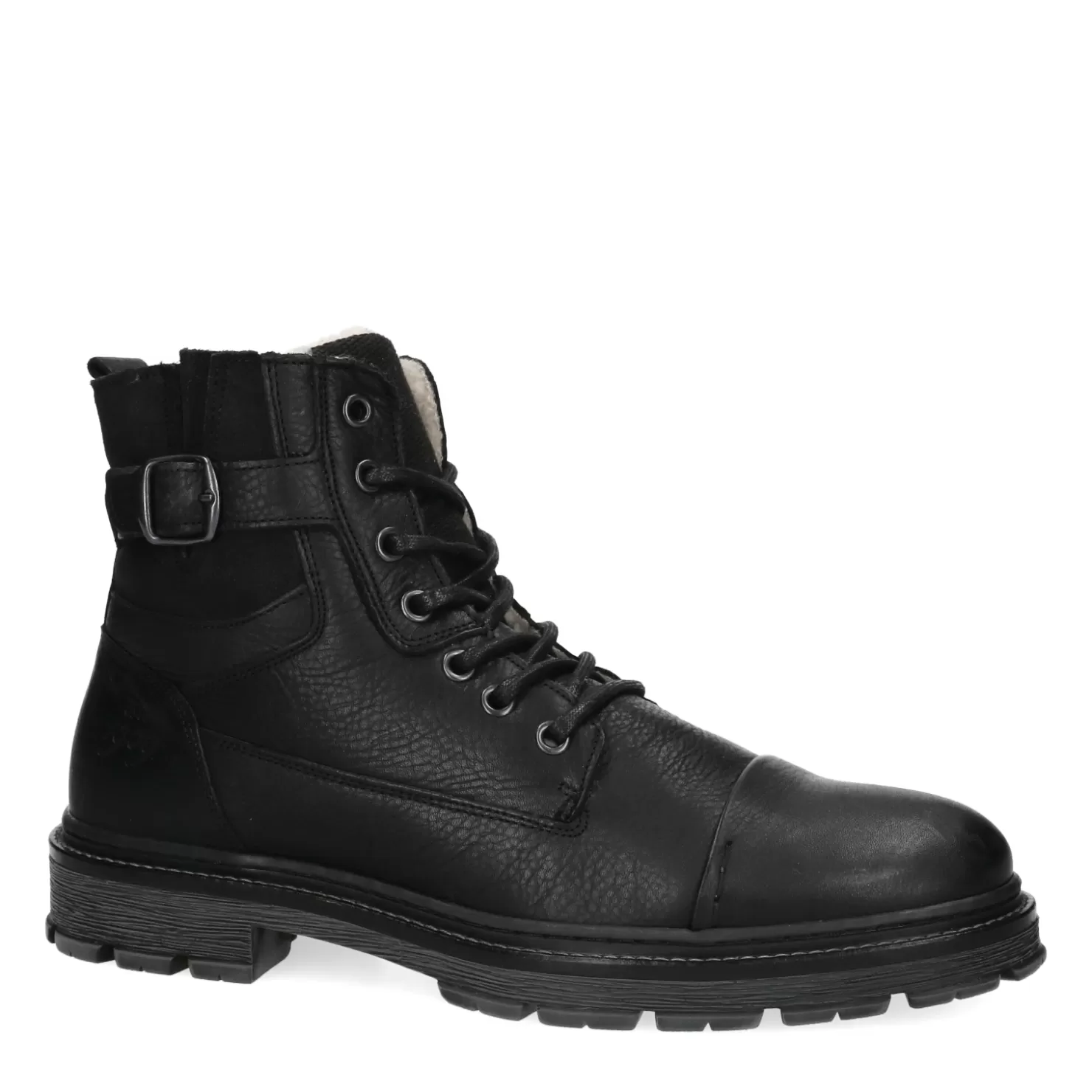 Shop Sacha Zwarte Leren Veterboots Met Imitatiebont