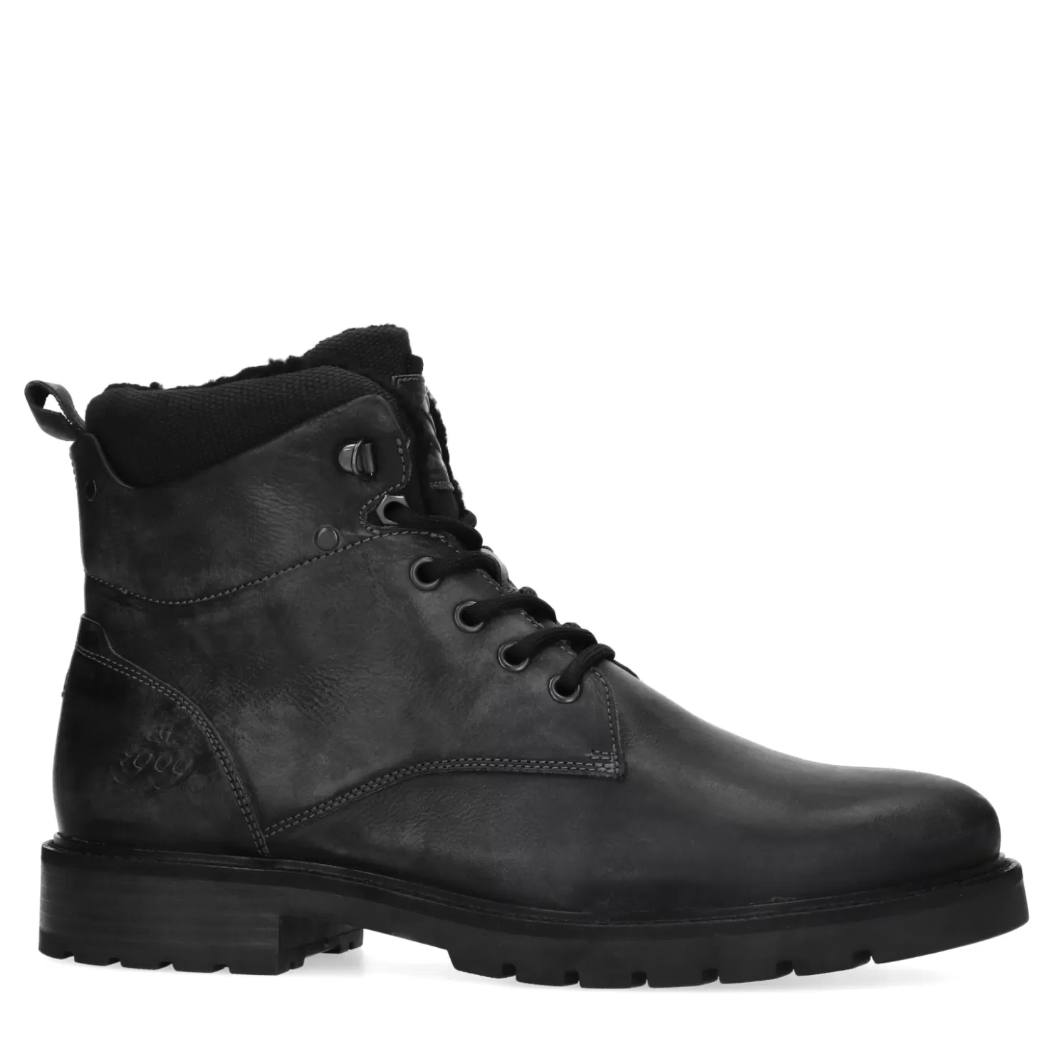 Best Sale Sacha Zwarte Leren Veterboots Met Zwarte Voering