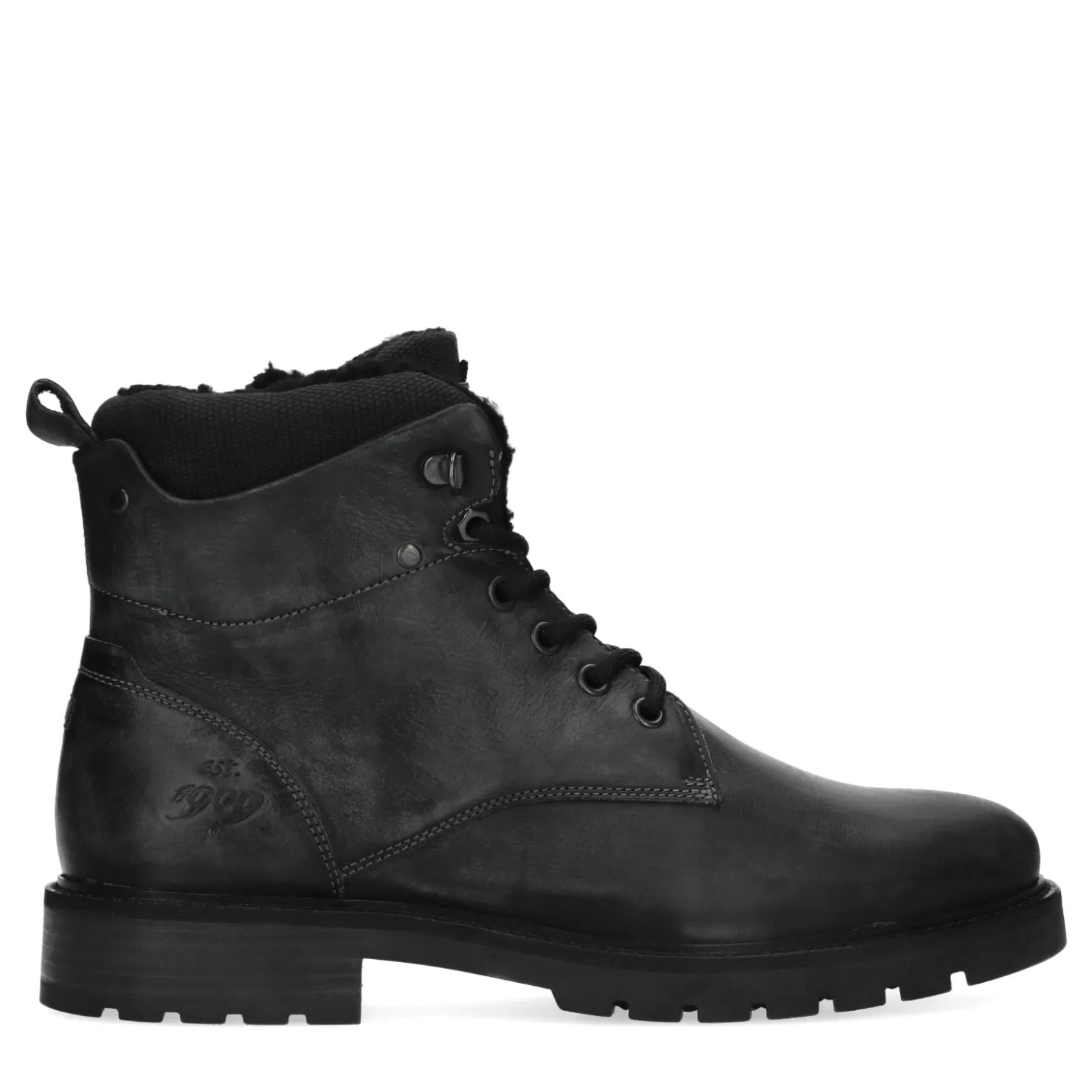 Best Sale Sacha Zwarte Leren Veterboots Met Zwarte Voering