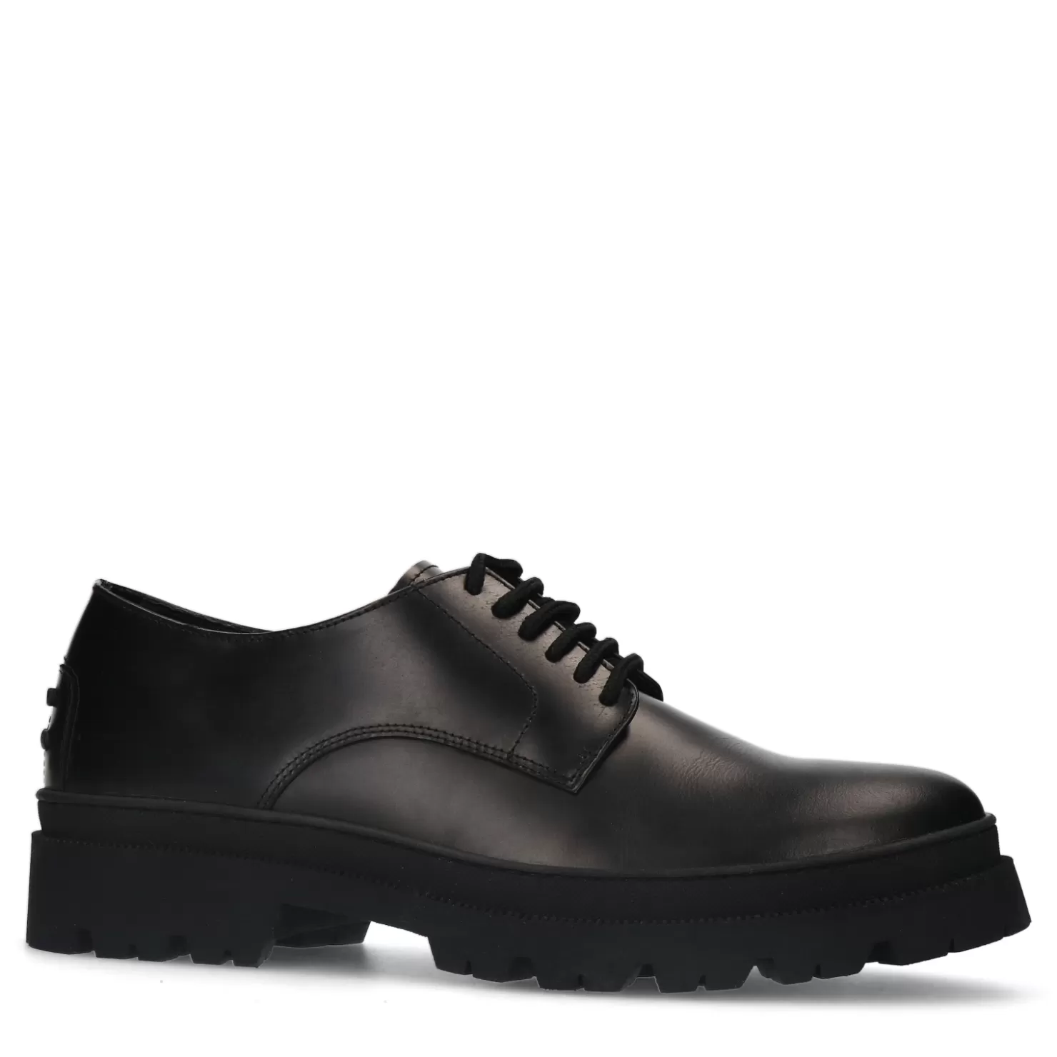 Best Sacha Zwarte Leren Veterschoenen Met Grove Zool