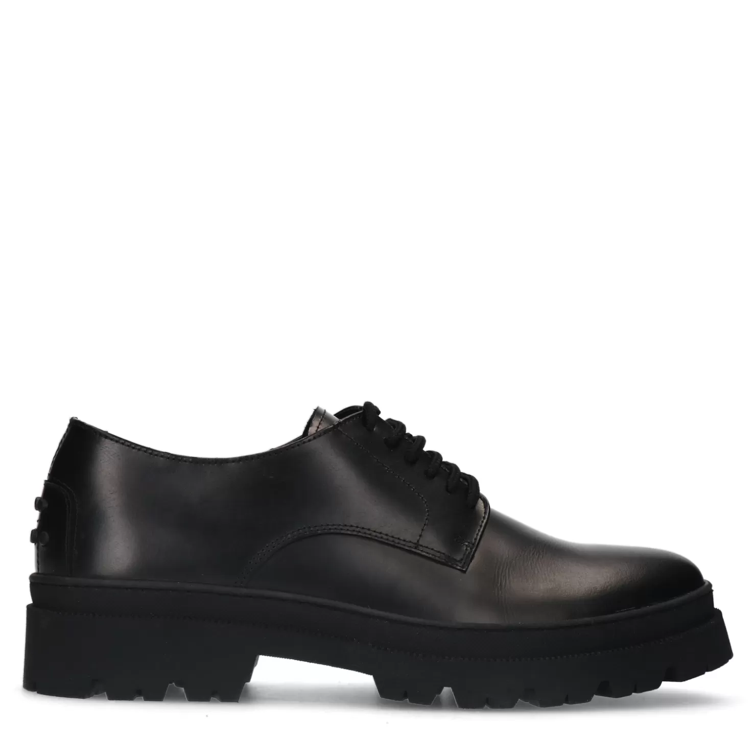 Best Sacha Zwarte Leren Veterschoenen Met Grove Zool