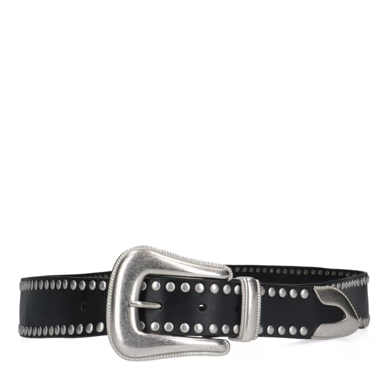 Cheap Sacha Zwarte Leren Western Riem Met Studs