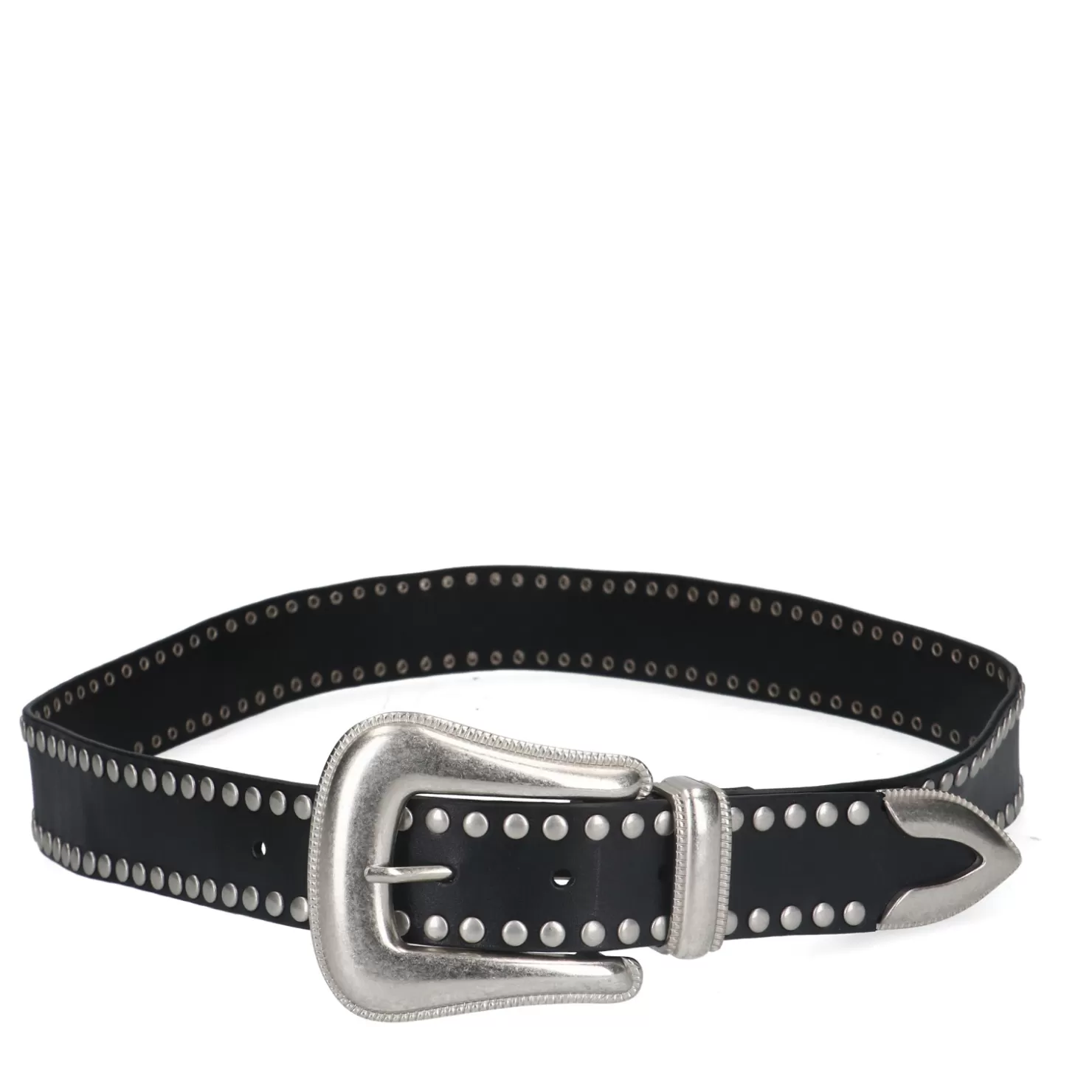 Cheap Sacha Zwarte Leren Western Riem Met Studs