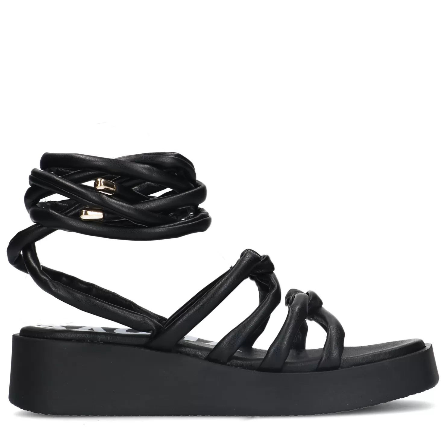 Best Sale Sacha Zwarte Plateau Sandalen Met Strikveters