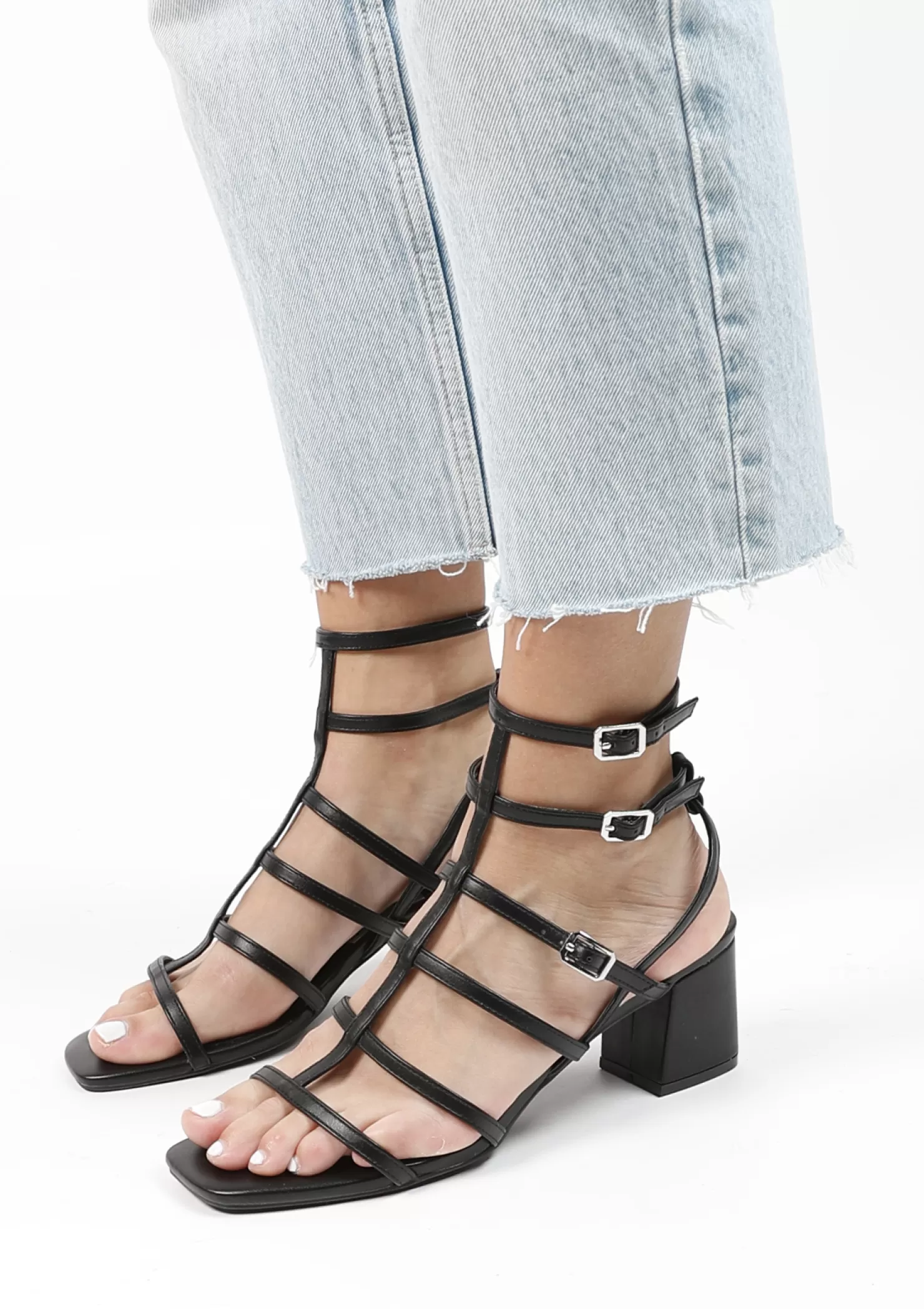 Cheap Sacha Zwarte Sandalen Met Hak En Bandjes