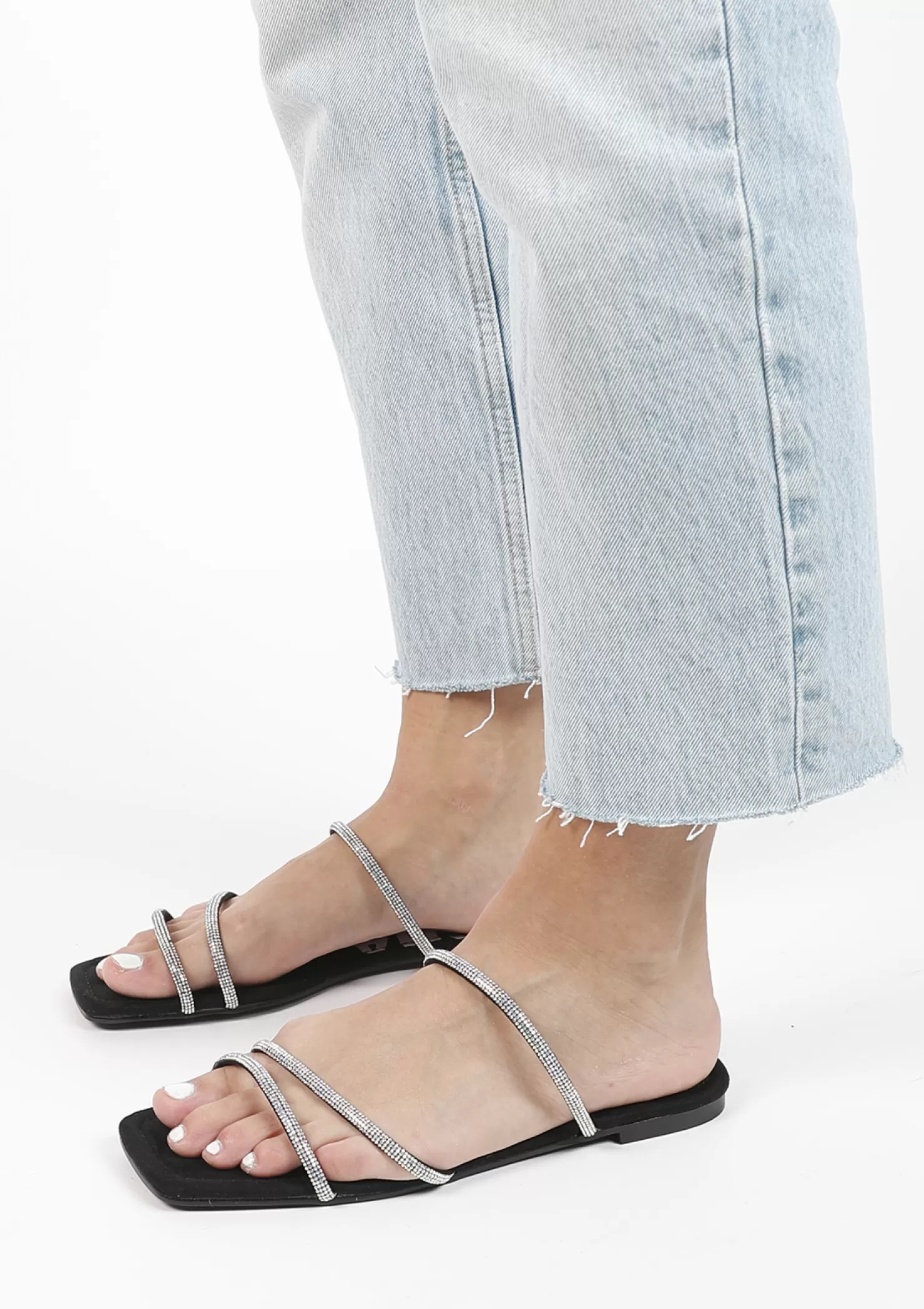 Discount Sacha Zwarte Sandalen Met Strass Bandjes