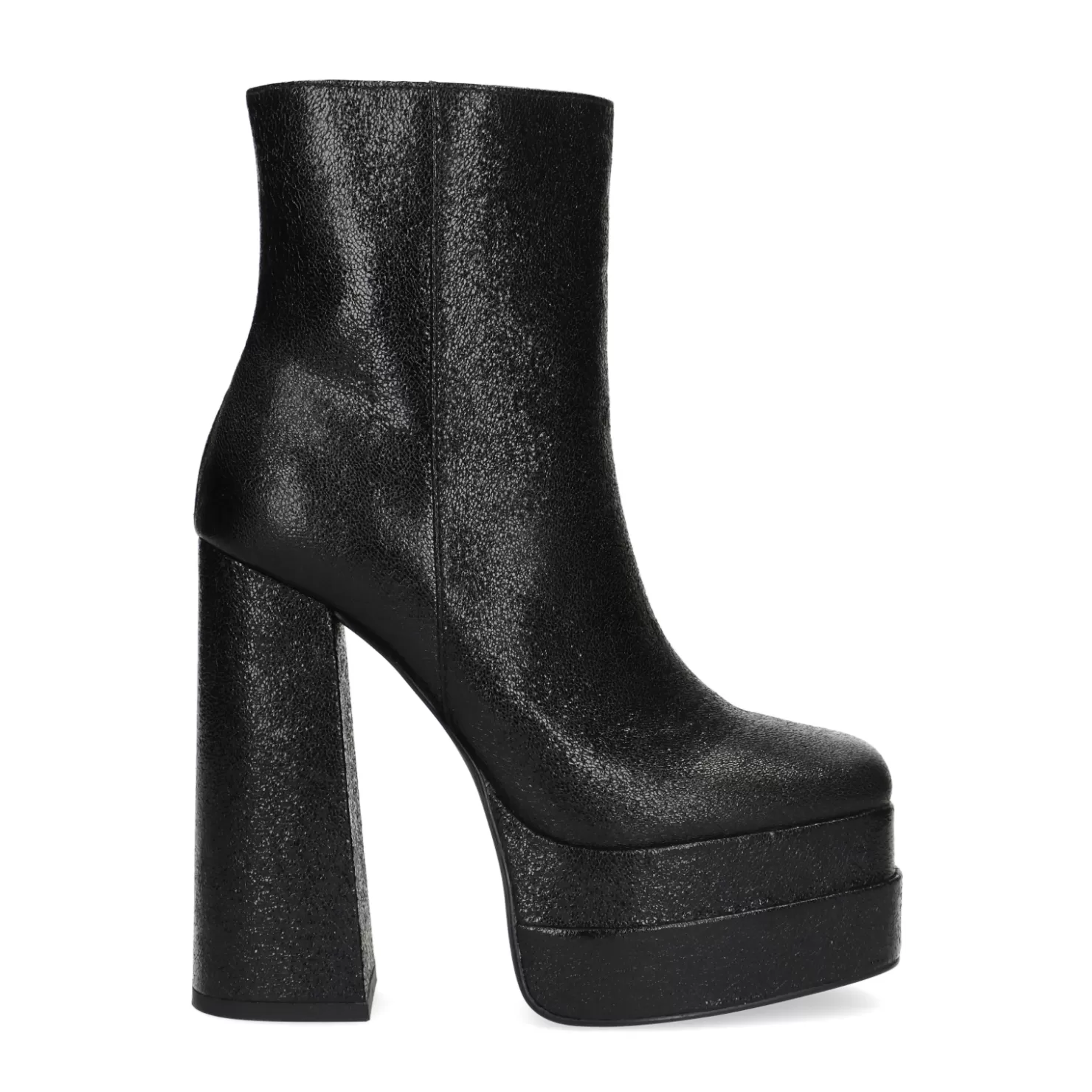 Sale Sacha Zwarte Shiny Platform Enkellaarsjes Met Hoge Hak