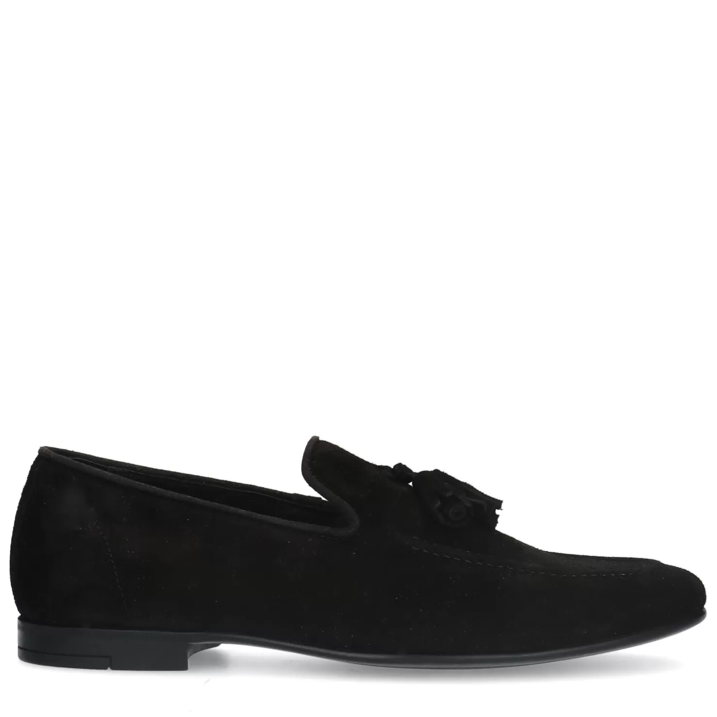 Shop Sacha Zwarte Suede Loafers Met Kwastjes