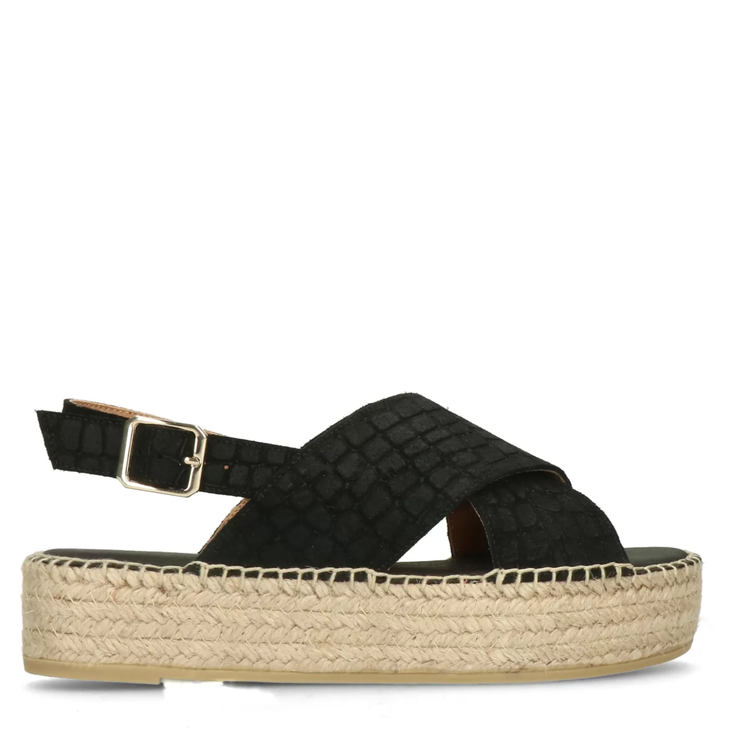 Online Sacha Zwarte Suede Plateau Sandalen